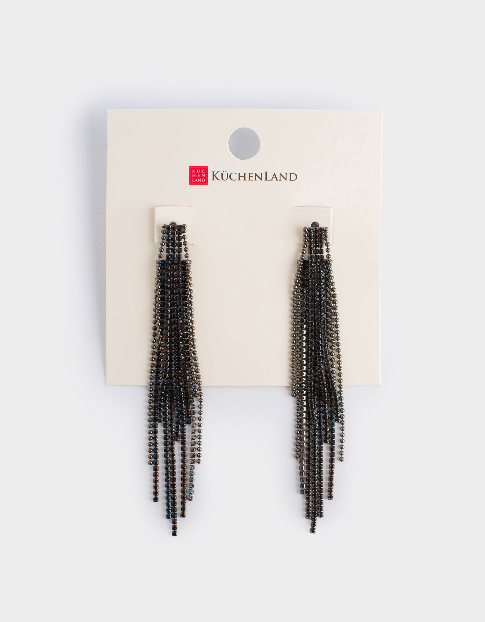 Серьги-пусеты, 10 см, 2 шт, металл, черные, Цепи, Jewelry black, image-3
