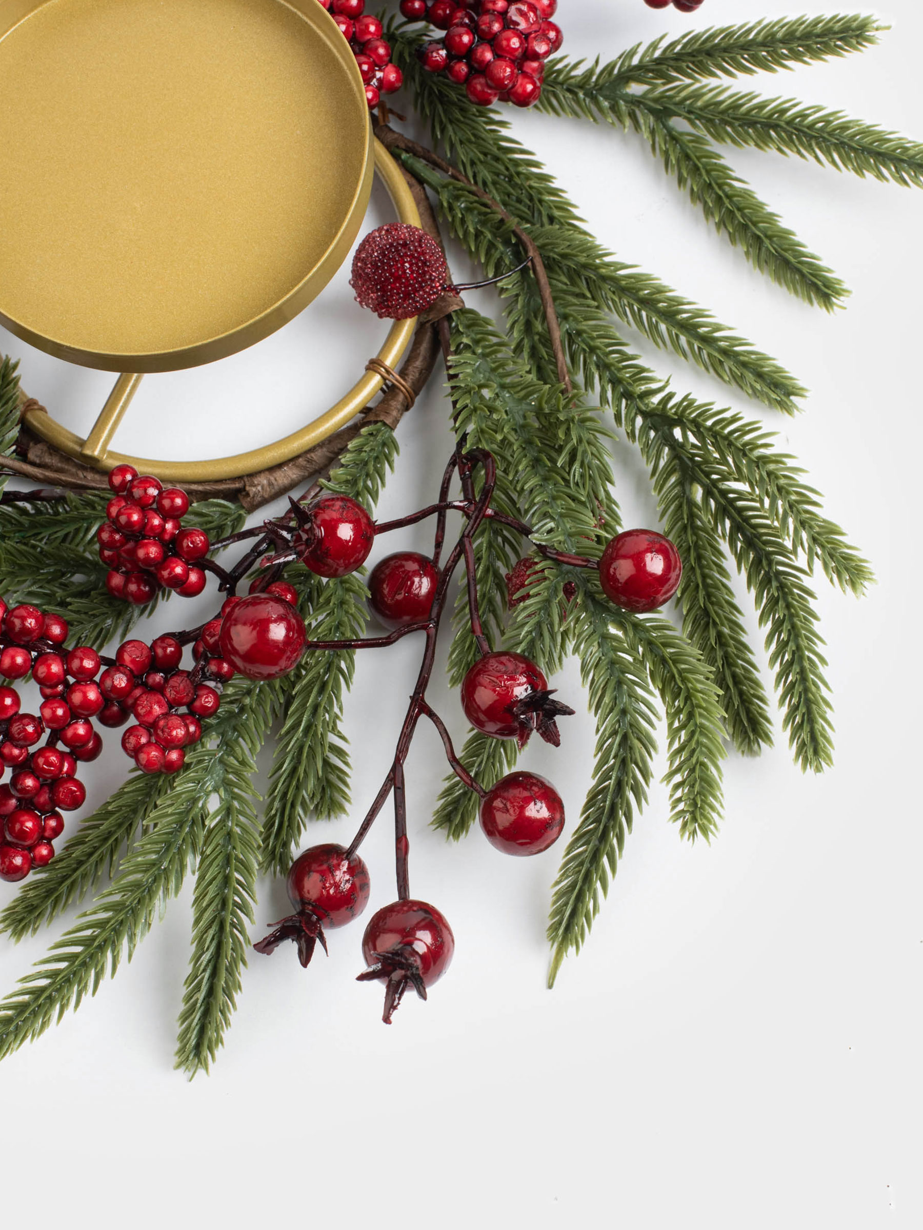 Шам гүл шоғы, 10/30 см, пенопласт/пластик, Қызыл жидектер, Red berry, image-1