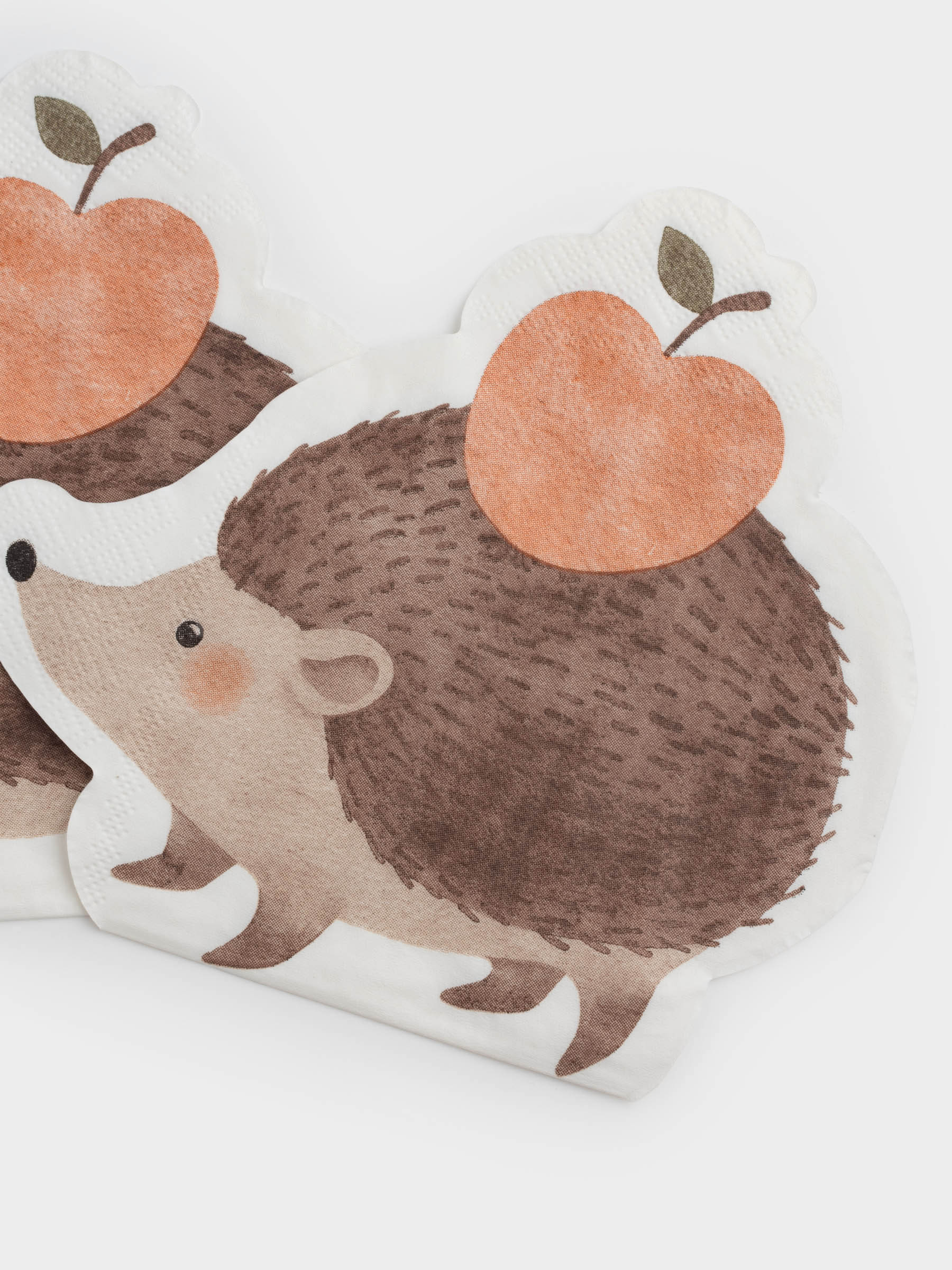 Қағаз майлықтар, 28х32 см, 20 дана, бұйра, қоңыр, Кірпі, Forest animals, image-3