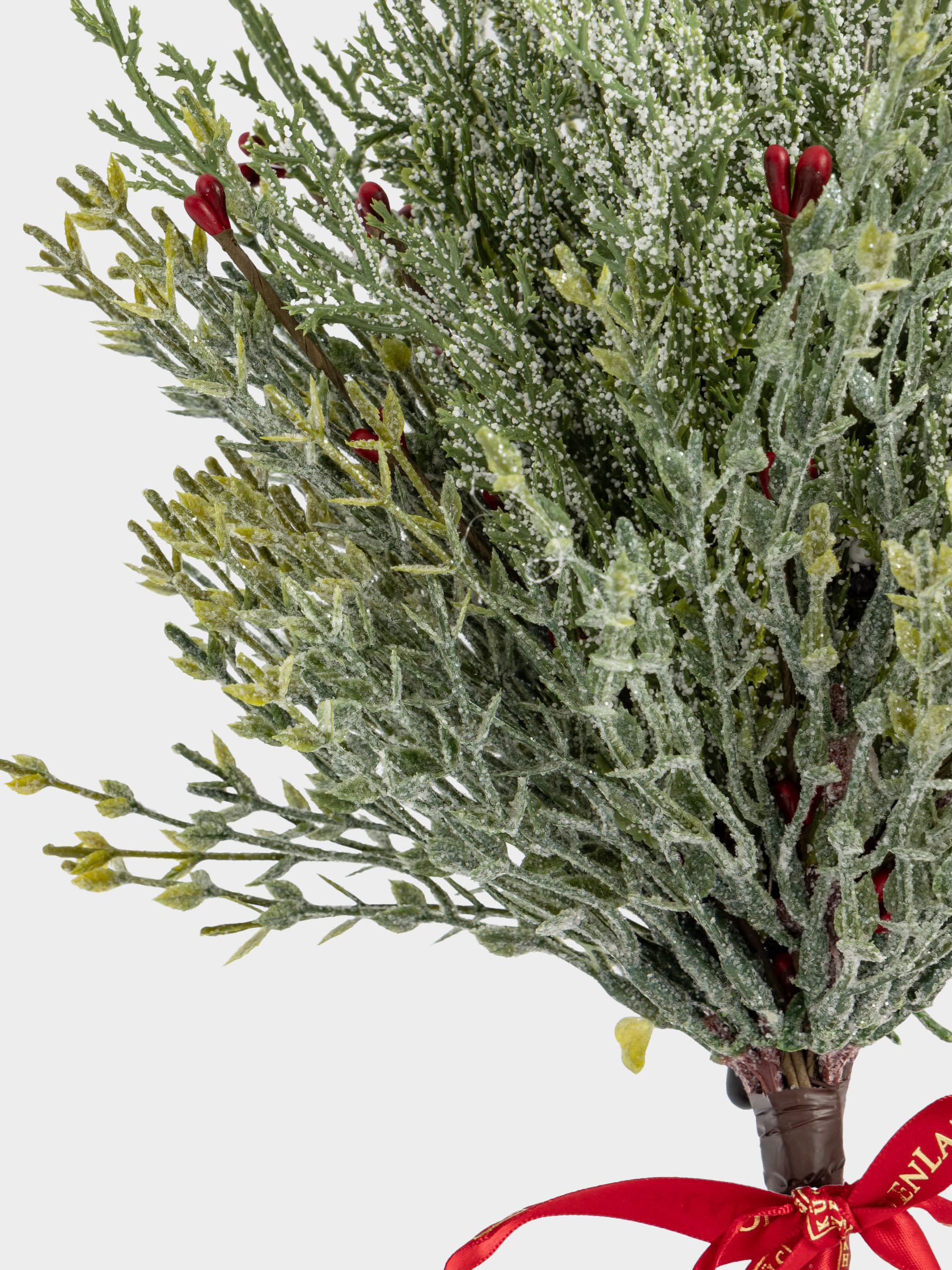 Букет декоративный, 40 см, пластик, Хвоя с бордовыми ягодами, Conifer decor, image-1
