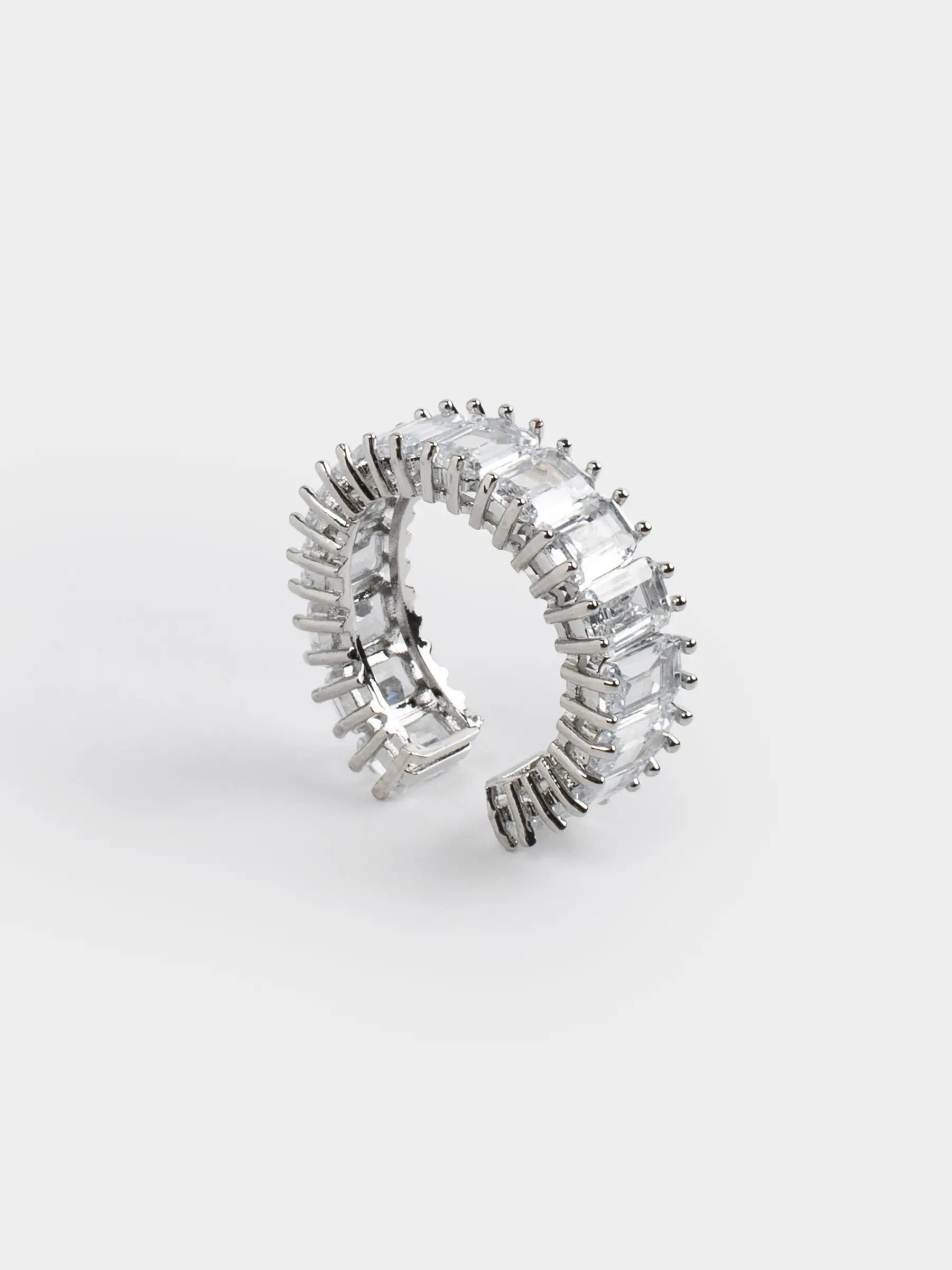Кольцо, р. S-M, единый размер, металл/стекло, серебристое, Кристаллы, Jewelry crystal