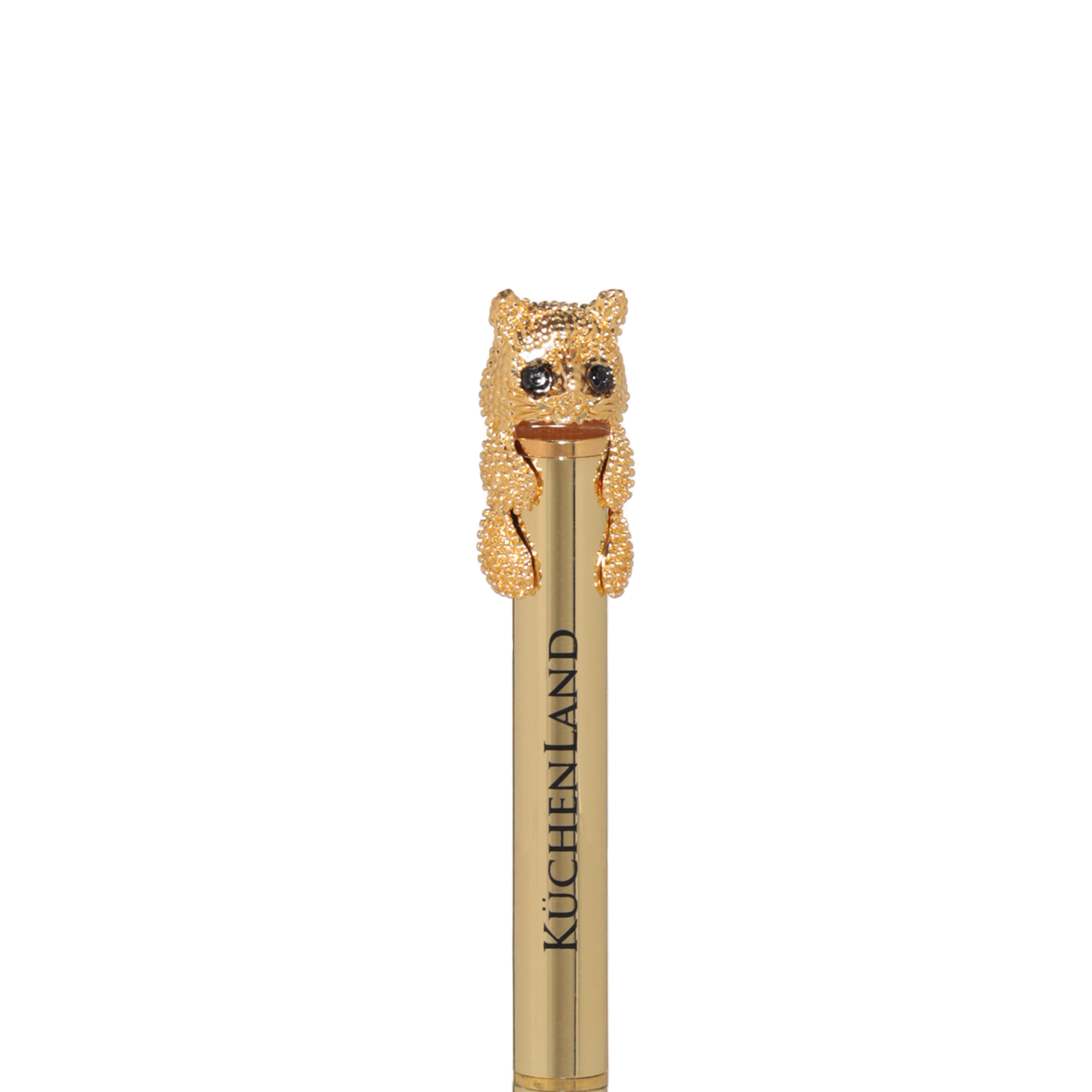 Ручка шариковая, 14 см, с фигуркой, золотистая, Кот, Draw figure, image-1