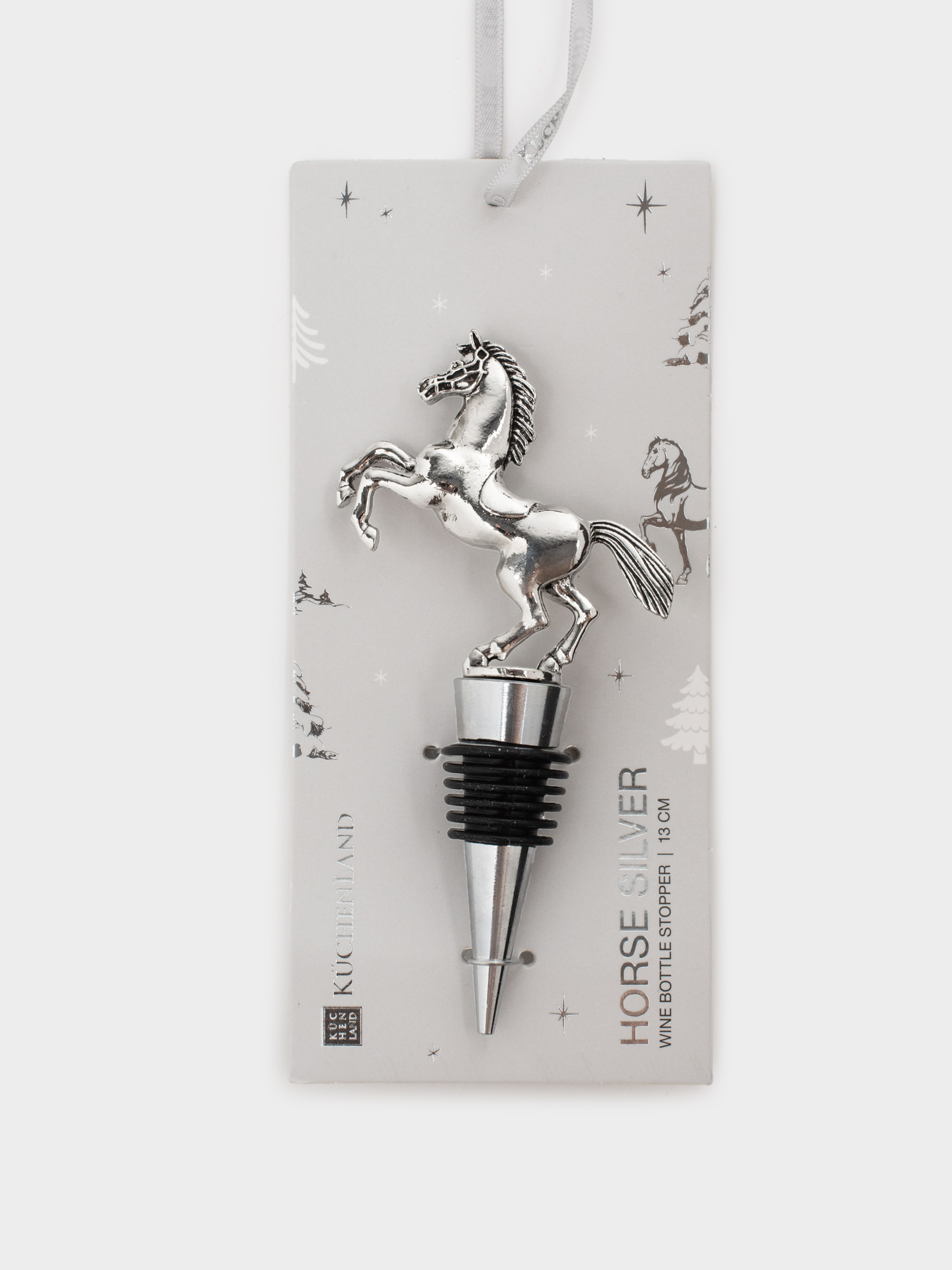Пробка для винной бутылки, 13 см, металл, серебристая, Конь на дыбах, Horse silver, image-4