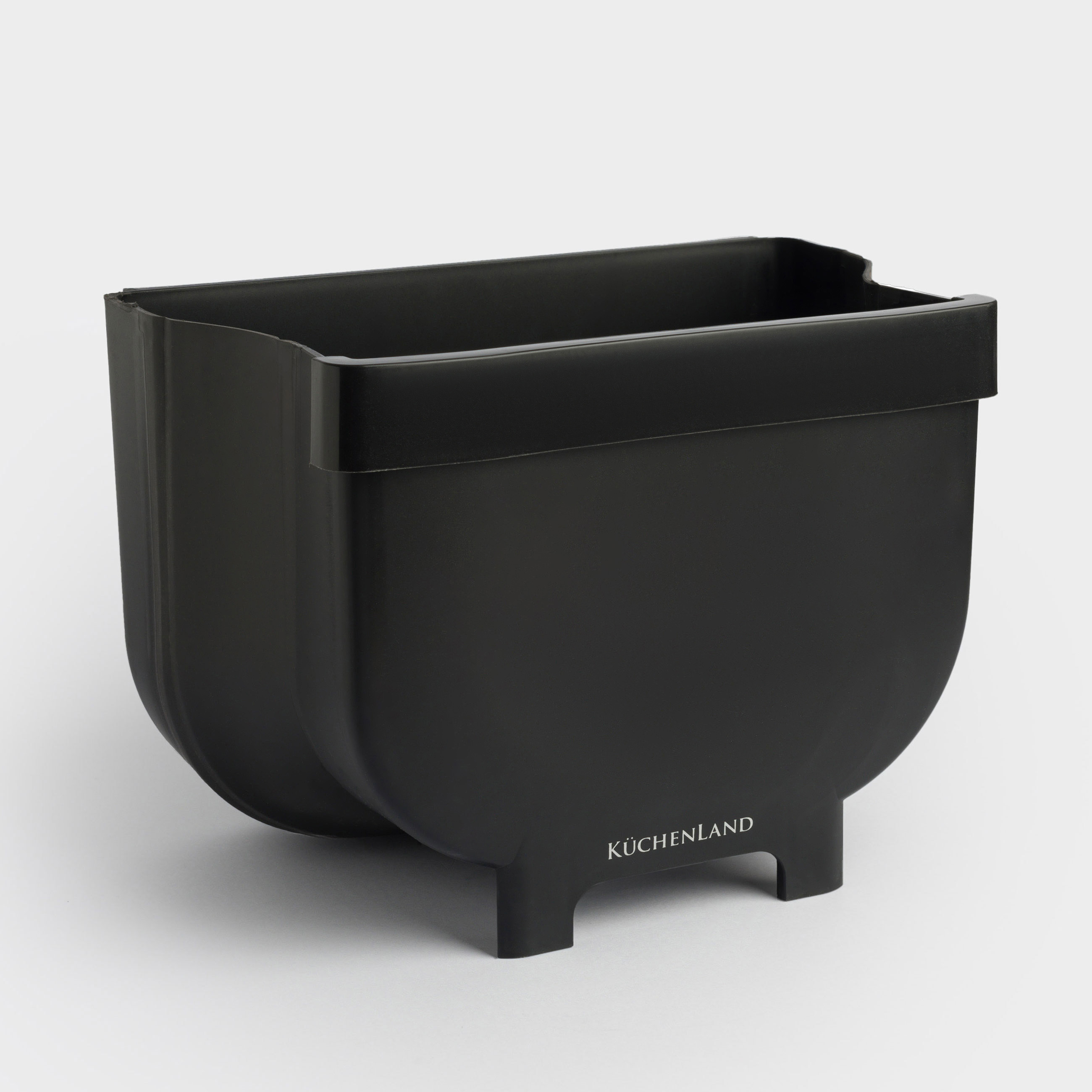 Ведро для мусора, 4 л, складное, подвесное, пластик/резина, черное, Foldaway black, image-0