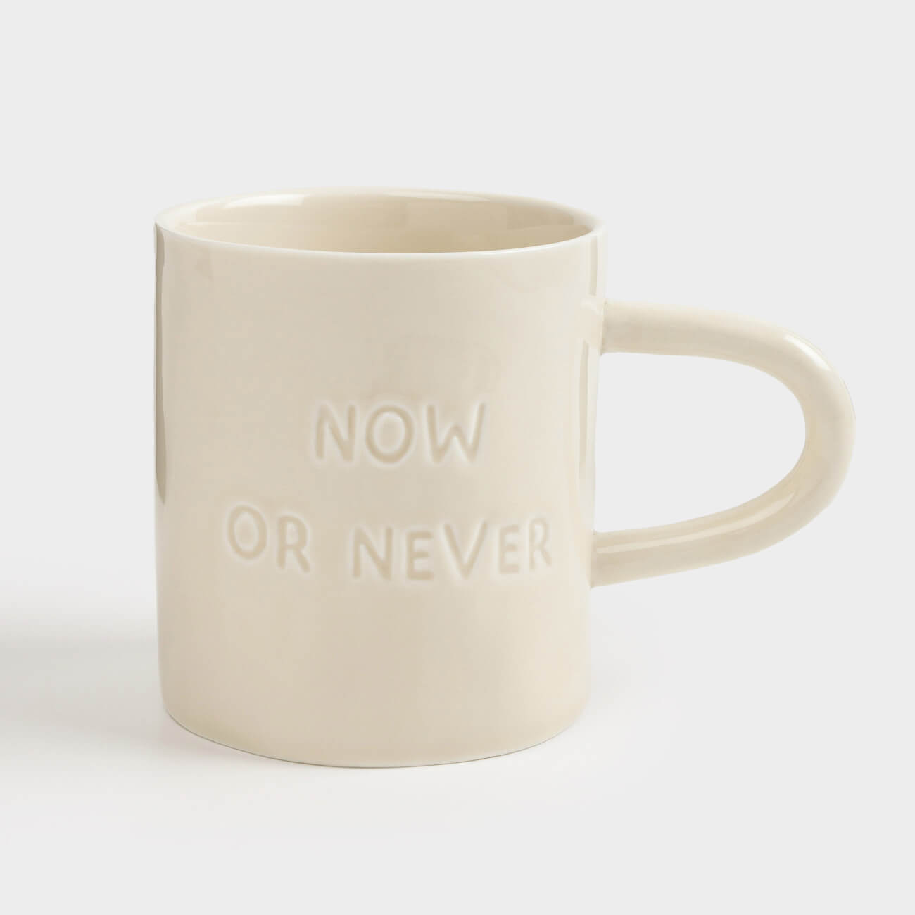 Саптыаяқ, 440 мл, фарфорР, сүт түстес, Now or never, Crumple words, image-0