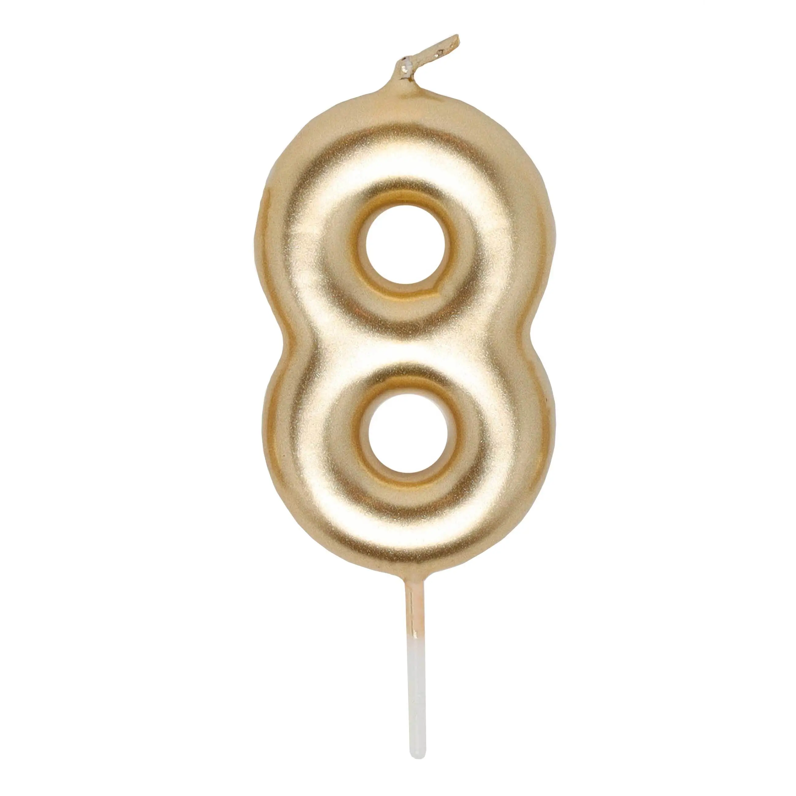 Свеча для торта, 8 см, золотистая, Цифра 8, Birthday party, image-0