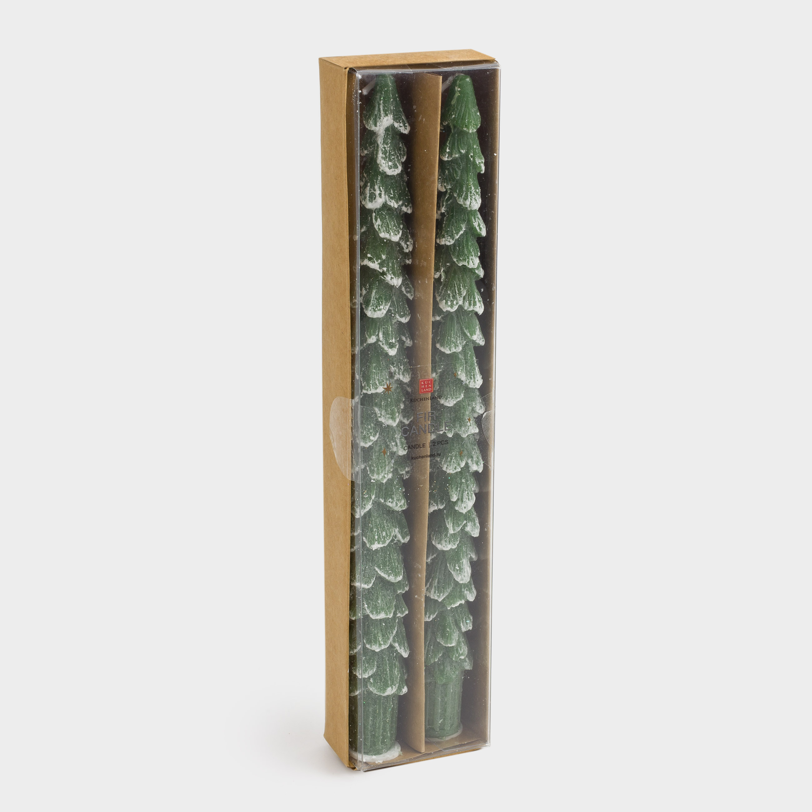 Свеча, 25 см, 2 шт, тонкая, зеленая, Ель, Fir candle, image-2