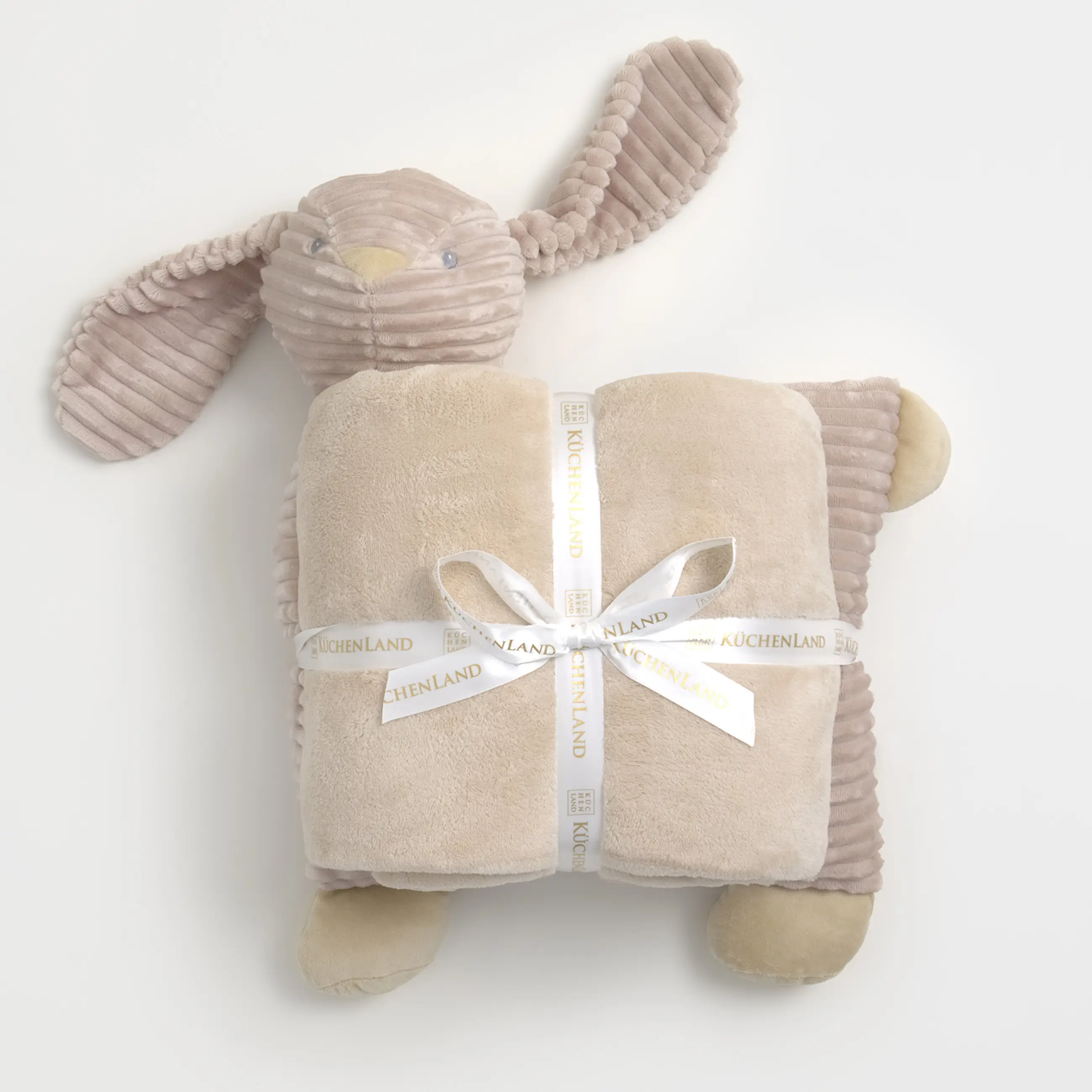 Жастығы бар жамылғы, 130х210 см, жүн/плюш, сарғылт-қоңыр, Қоян, Plush animals