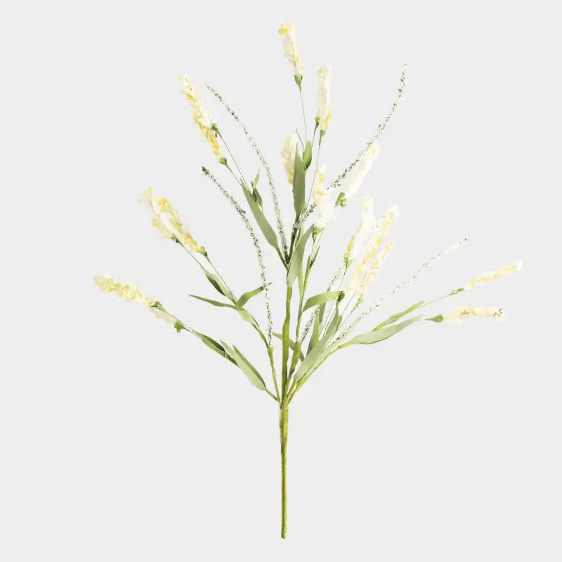 Ветка декоративная, 58 см, бумага/пенопласт, Белые колоски, Flower garden ,image-0
