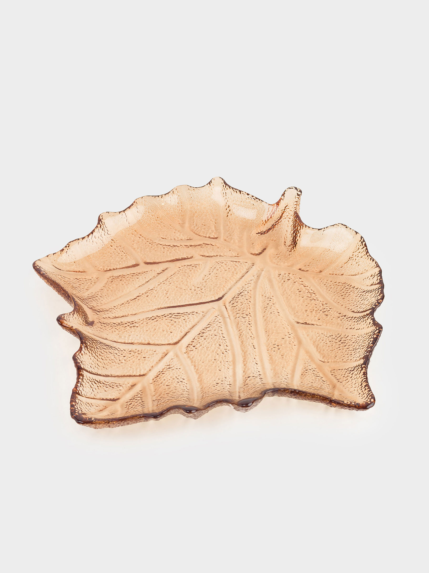 Ыдыс, 25х24х4см, шыны, қоңыр, Үйеңкі жапырағы, Leaves, image-0