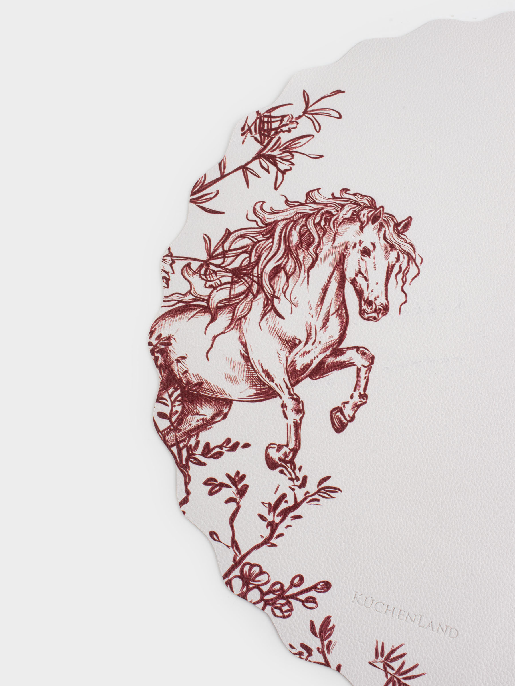 Салфетка под приборы, 40 см, ПВХ, круглая, белая, Лошадь, Rock print, image-5