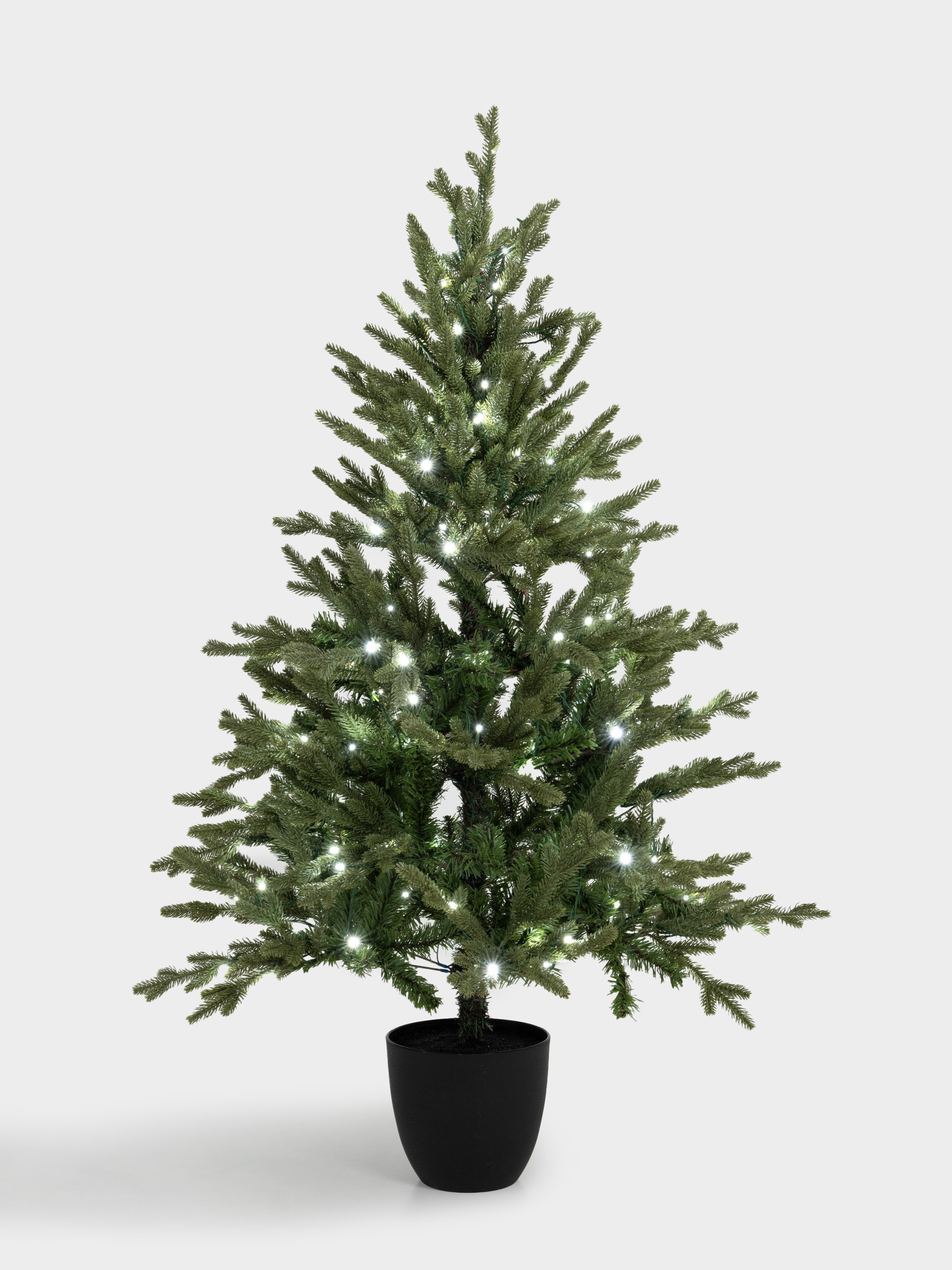 Жасанды шырша, 1,5 м, жарықтандырылған, құмырада, полиэтилен, Conifer decor, image-0