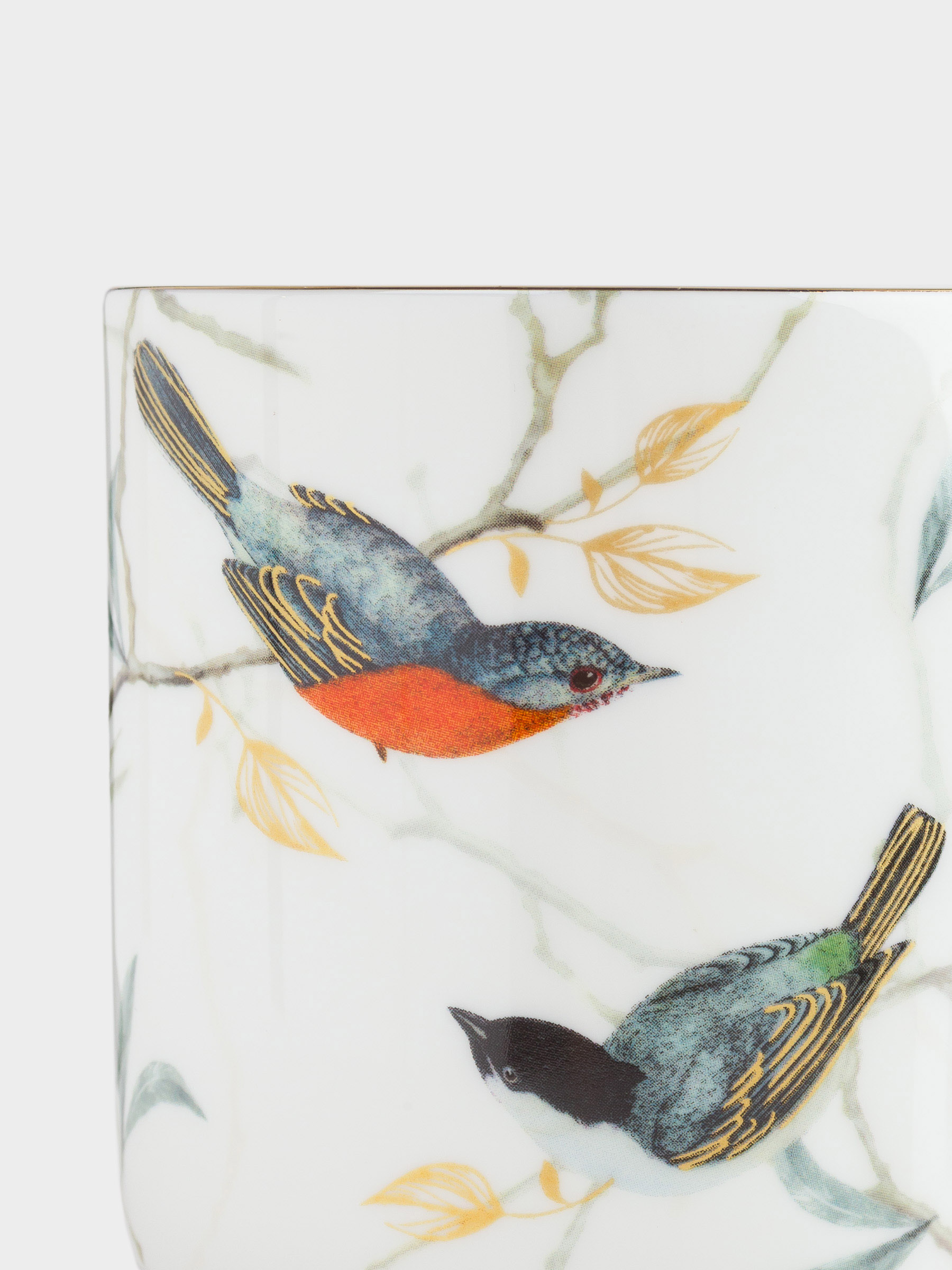 Кружка, 380 мл, фарфор F, с золотистым кантом, Камышевка и синица, Paradise bird, image-5