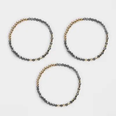 Браслет, 17 см, 3 шт, акрил/пластик, коричневый, Jewelry ,image-0