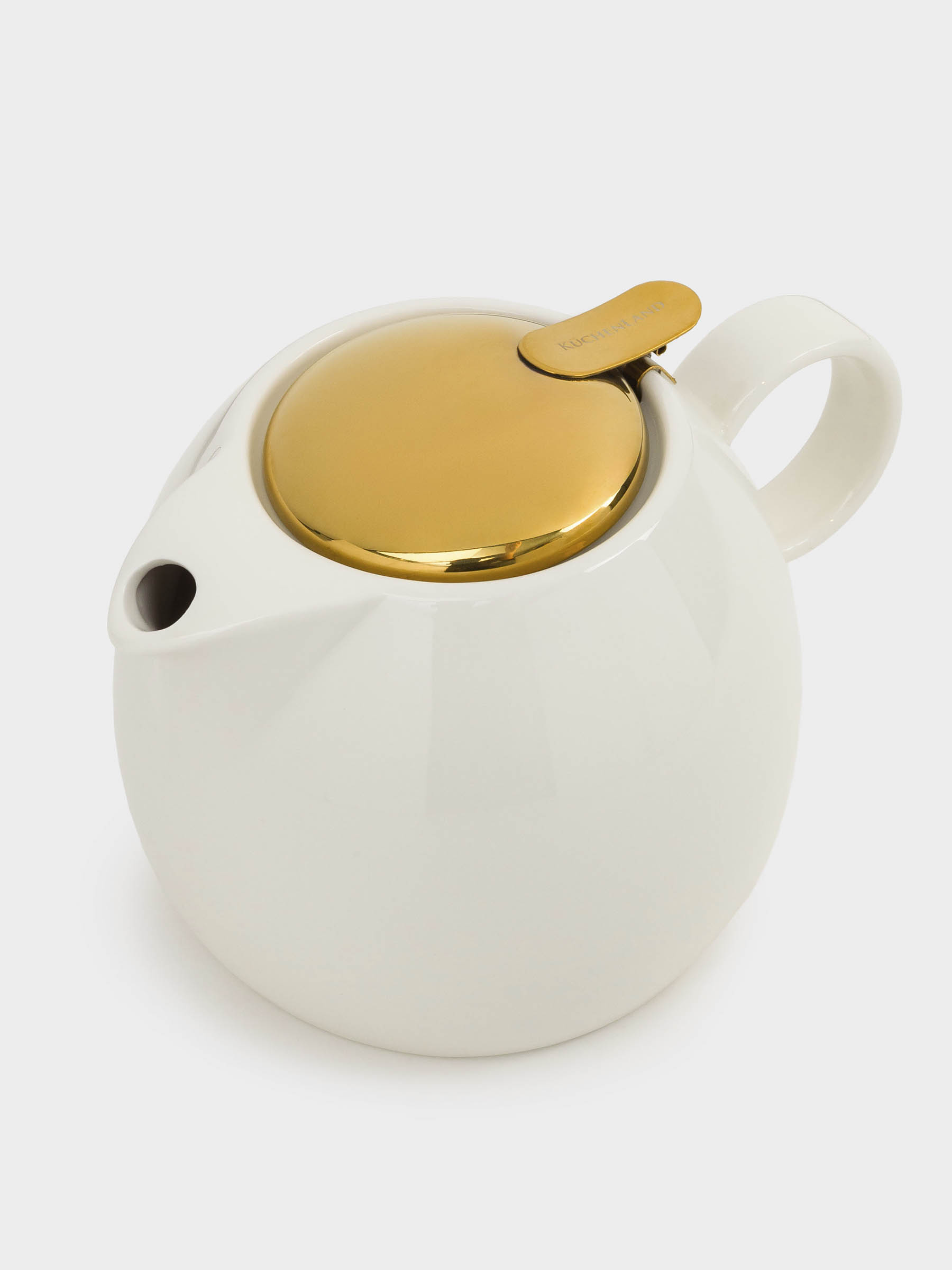 Чайник заварочный, 1 л, керамика/сталь, молочно-золотистый, Цветок, Kettle ceramo, image-1