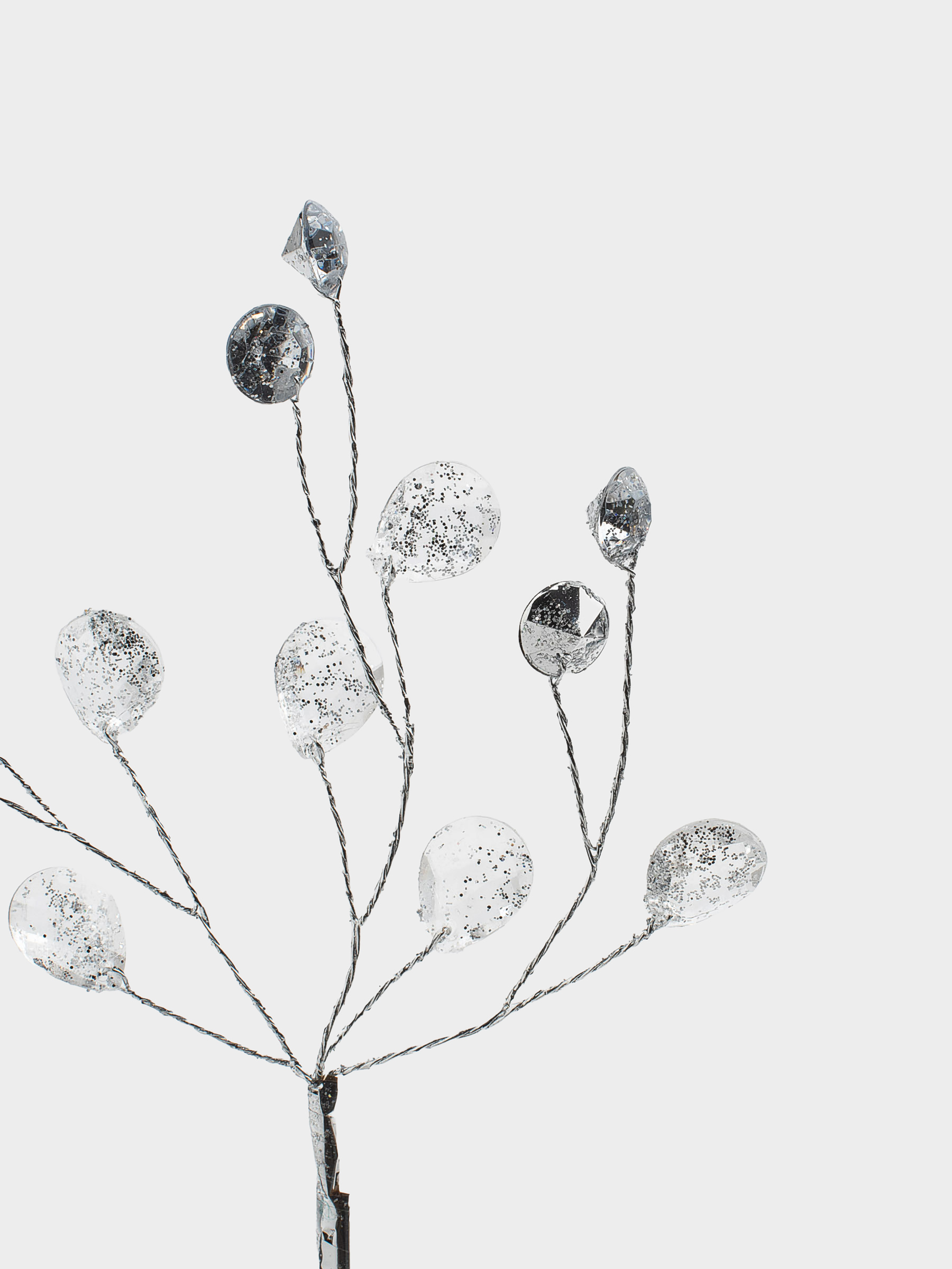 Сәндік бұтақ, 23 см, акрил/металл, күміс, Кристалдар, Crystal decor, image-2