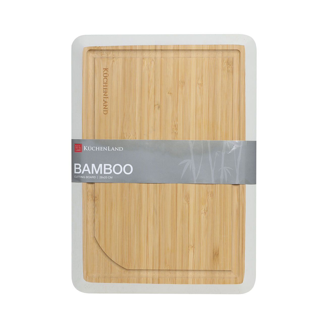 Доска разделочная, 28х20 см, бамбук, прямоугольная, серый кант, Bamboo, image-2