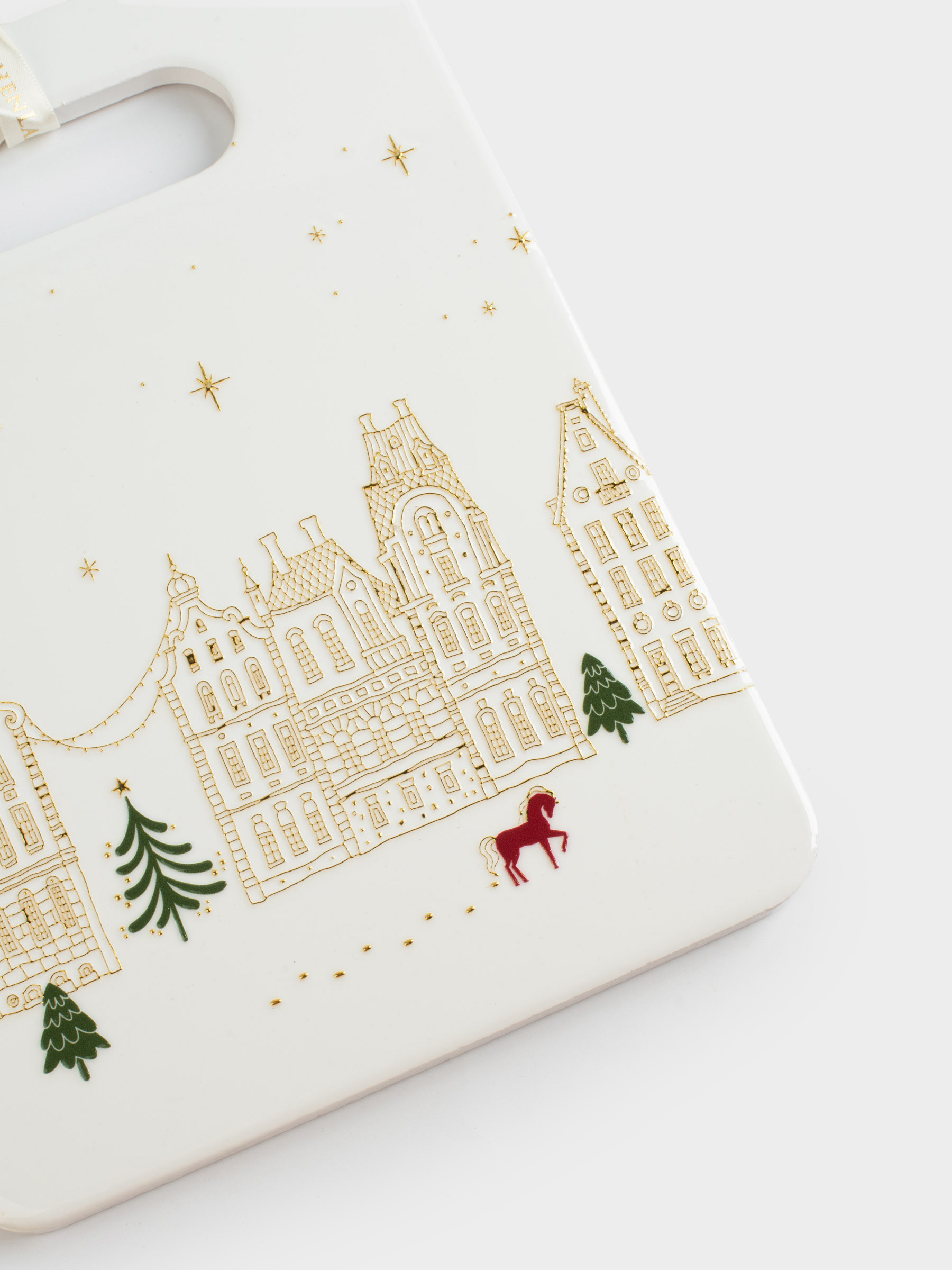 Подставка под горячее, 18х24 см, керамика/пробка, прямоугольная, Лошадь и дома, Snow sparks, image-3