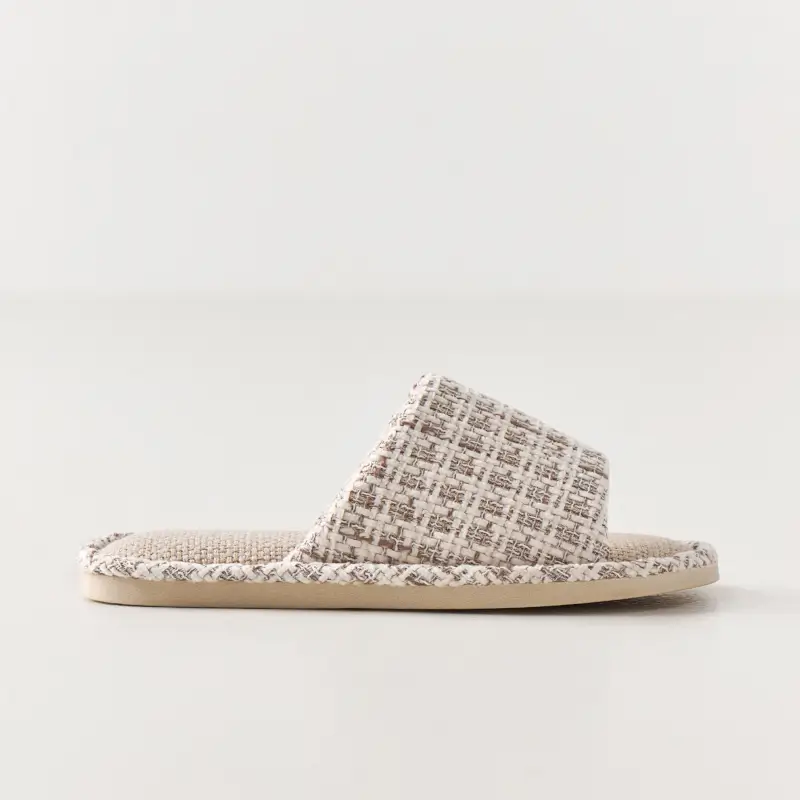 Тапочки женские, домашние, шенилл, молочные, Chenille ,image-0