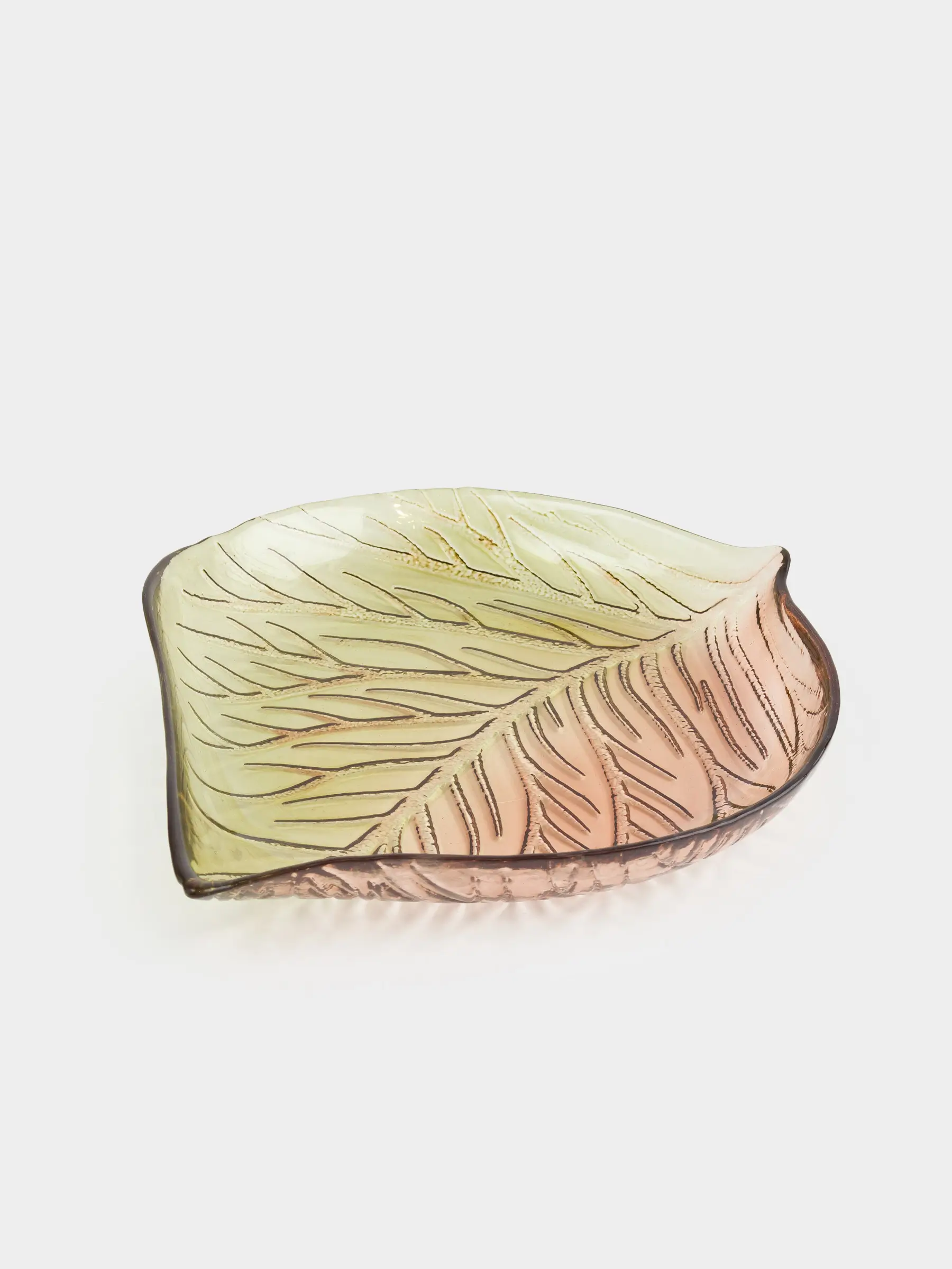 Ыдыс, 27х23х4 см, шыны, жасыл-кәріптас, Жапырақ, Leaves, image-0