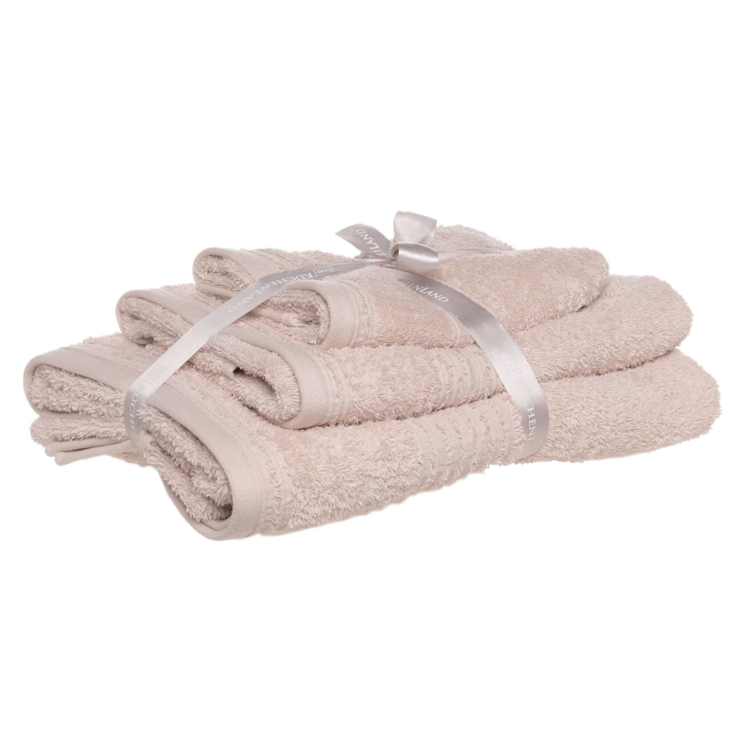 Комплект полотенец, 40х60/50х90/70х140 см, 3 шт, хлопок, бежевый, Natural cotton, image-0
