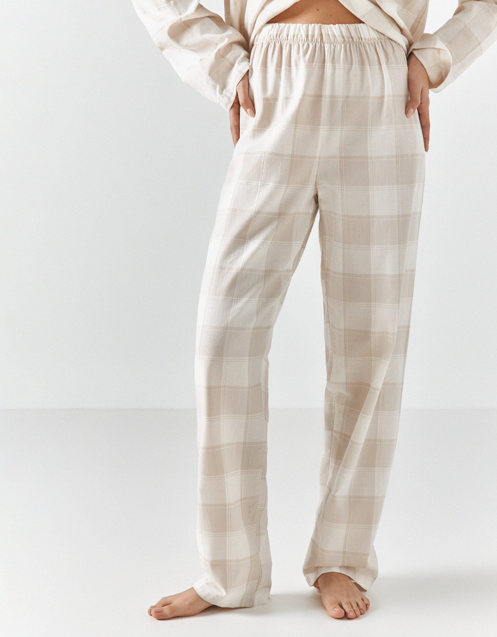 Әйелдерге арналған костюм, үйге арналған, өлшемі S, шалбармен, мақта, сарғылт-қоңыр және сүт түстес, Тор, Stacey, image-4