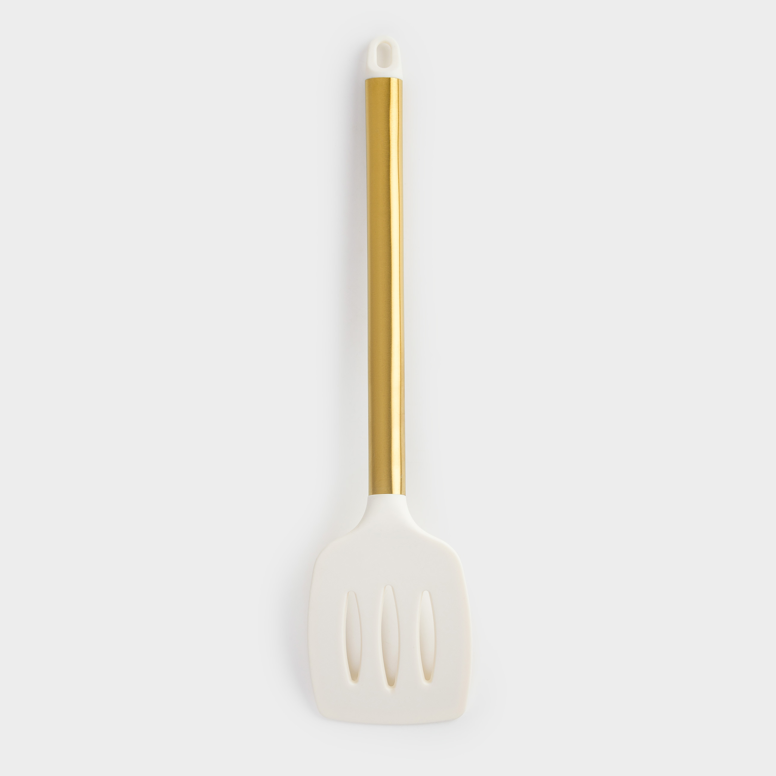 Лопатка, 35 см, с прорезями, силикон/сталь, молочная, Bello gold, image-1