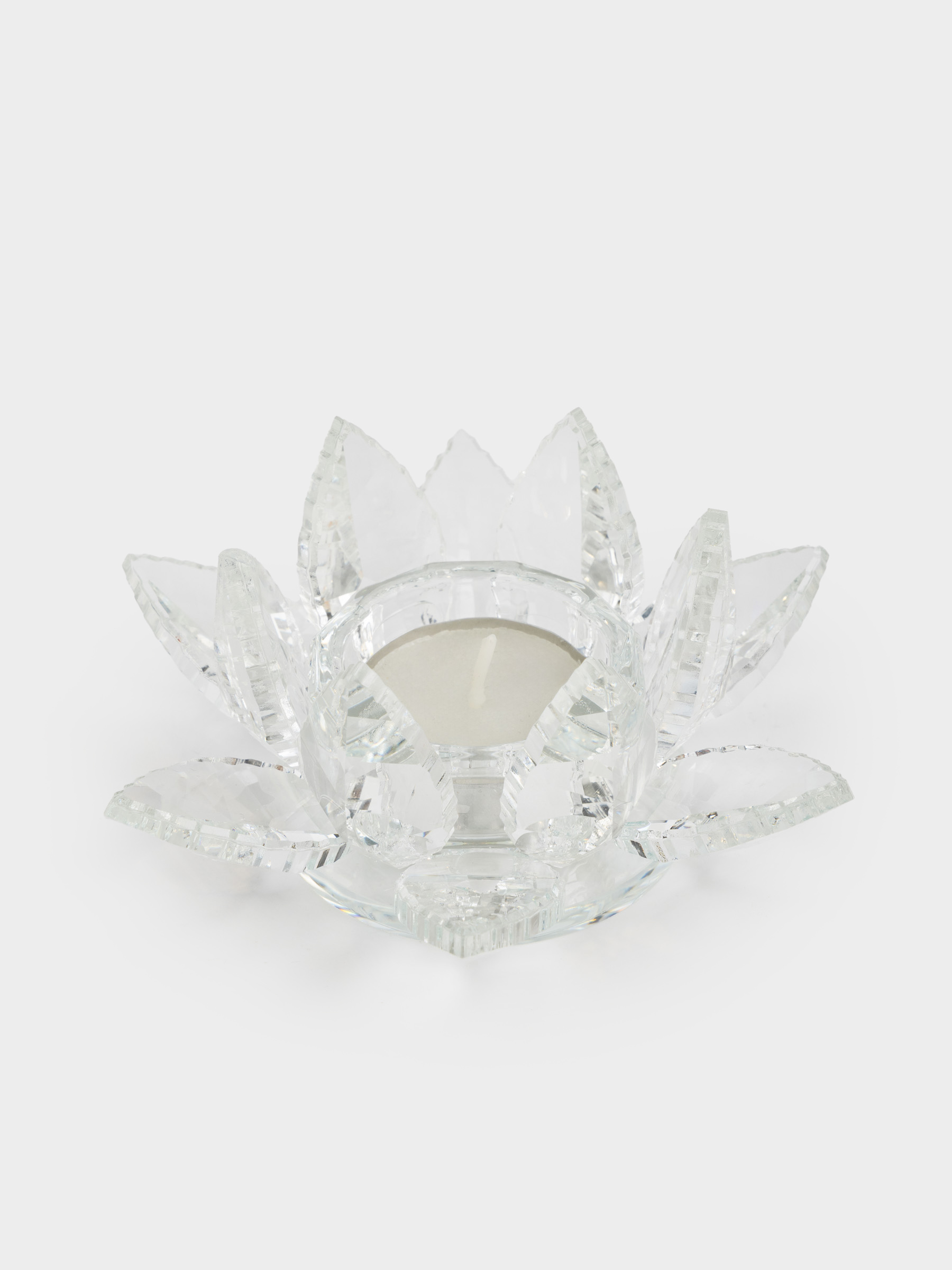 Шам ұстағыш, 13 см, шай шамына арналған, хрусталь шыны, Лотос, Crystal flower, image-2