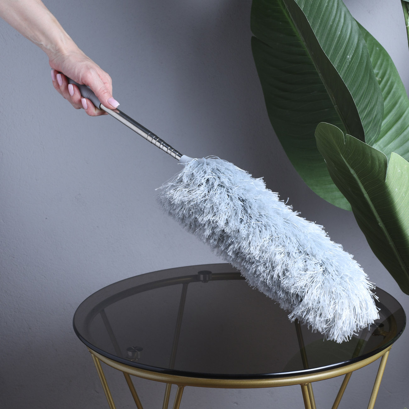Метелка для сбора пыли, 60/125 см, телескопическая, микрофибра/сталь, Clean, image-1