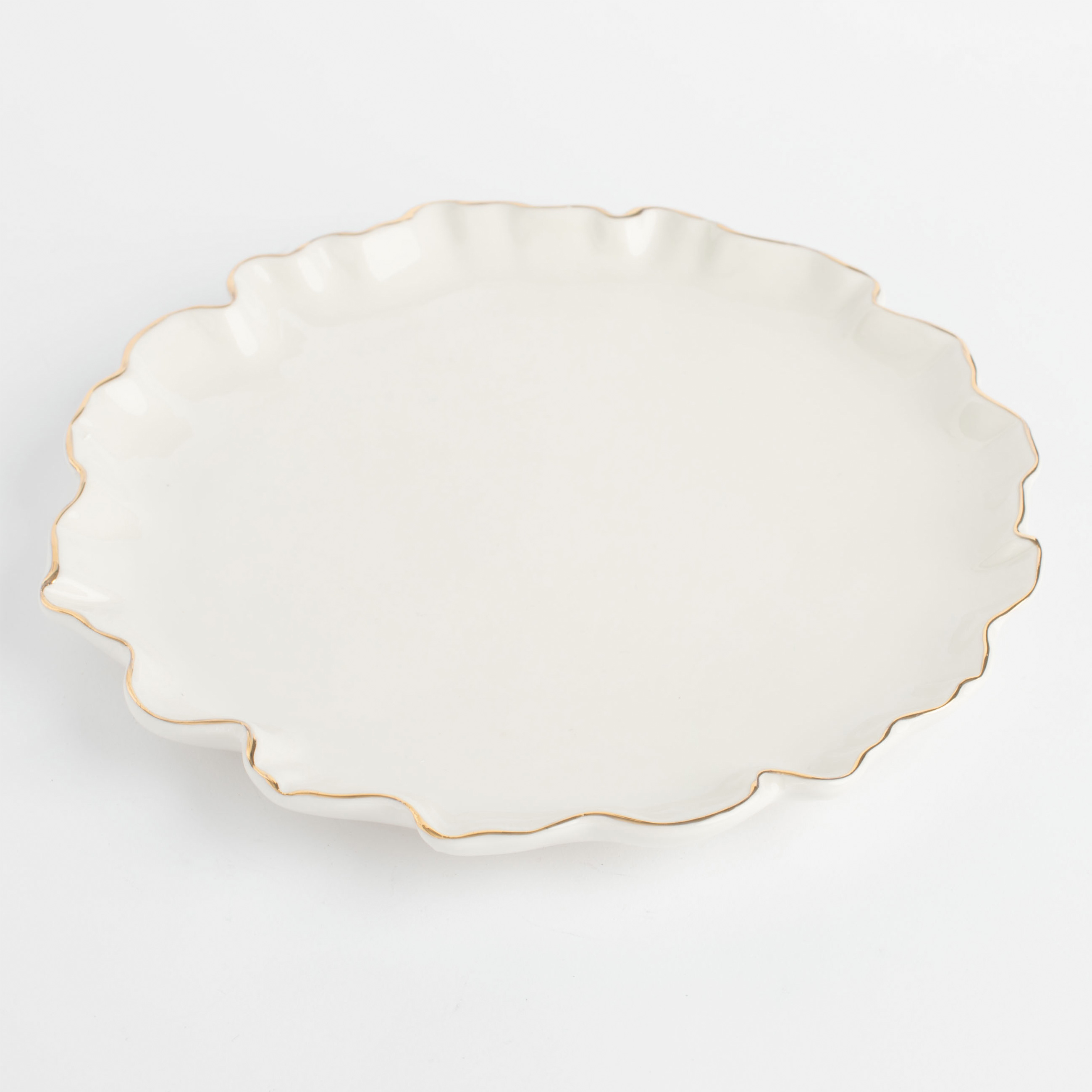 Тарелка закусочная, 20 см, фарфор P, с золотистым кантом, Мятый эффект, Crumple gold, image-1
