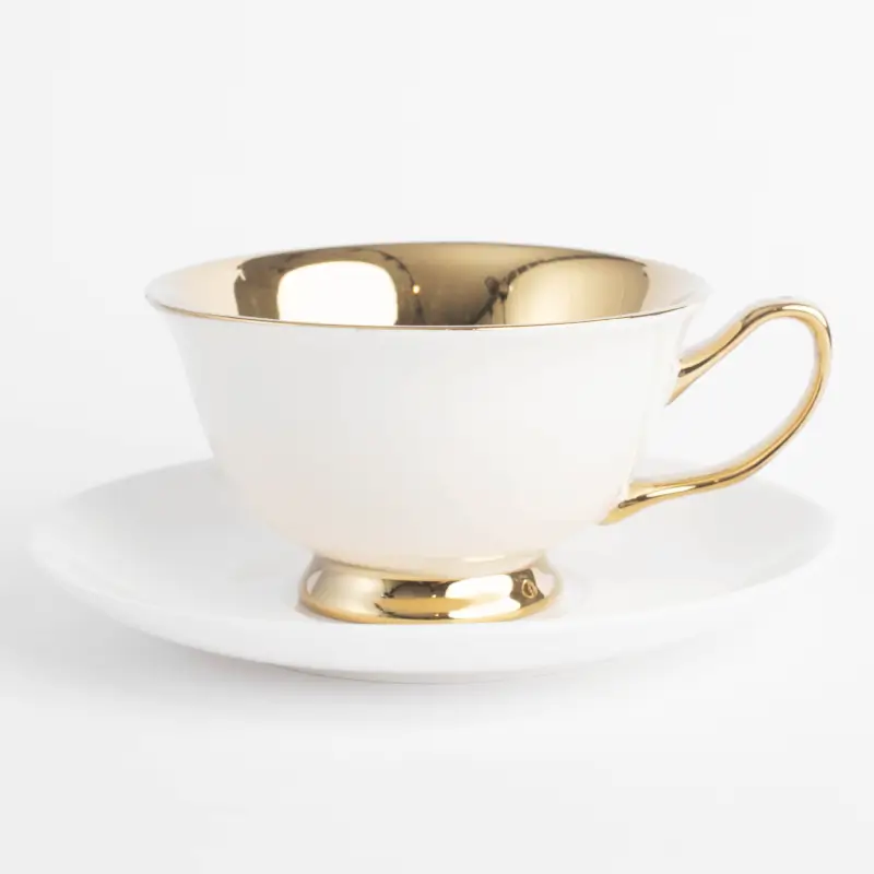 Пара чайная, 220 мл, 1 перс, 2 пр, фарфор N, золотисто-молочная, Elegant gold ,image-0
