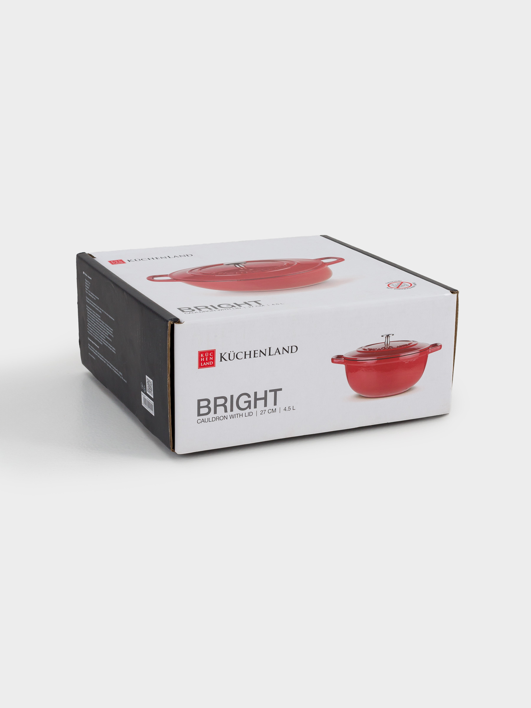 Қазан, 27 см, 4,5 л, қақпағы бар, шойын, қызыл, Bright, image-4