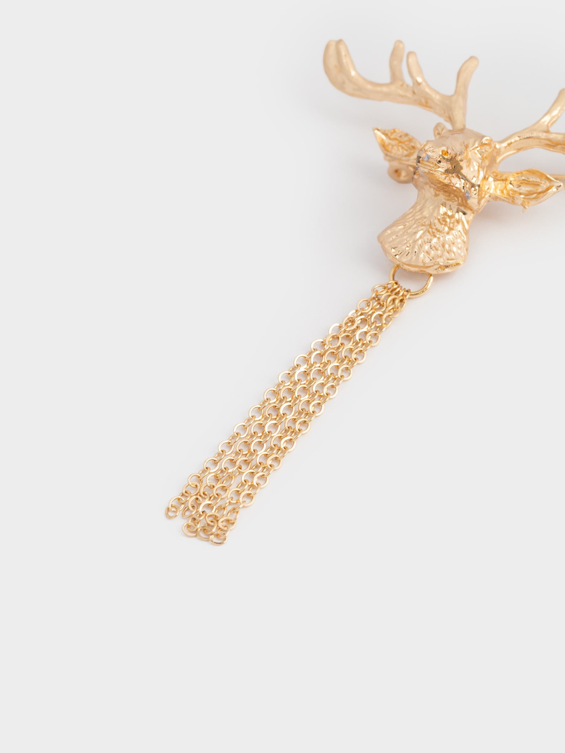Танамоншақ, 6 см, металл, алтын түстес, Бұғы, Jewelry deer, image-1