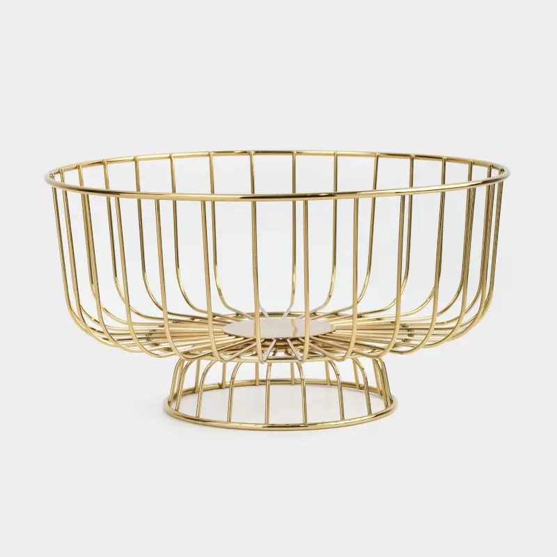 Корзина для фруктов, 28х16 см, на ножке, металл, золотистая, Twist gold ,image-0