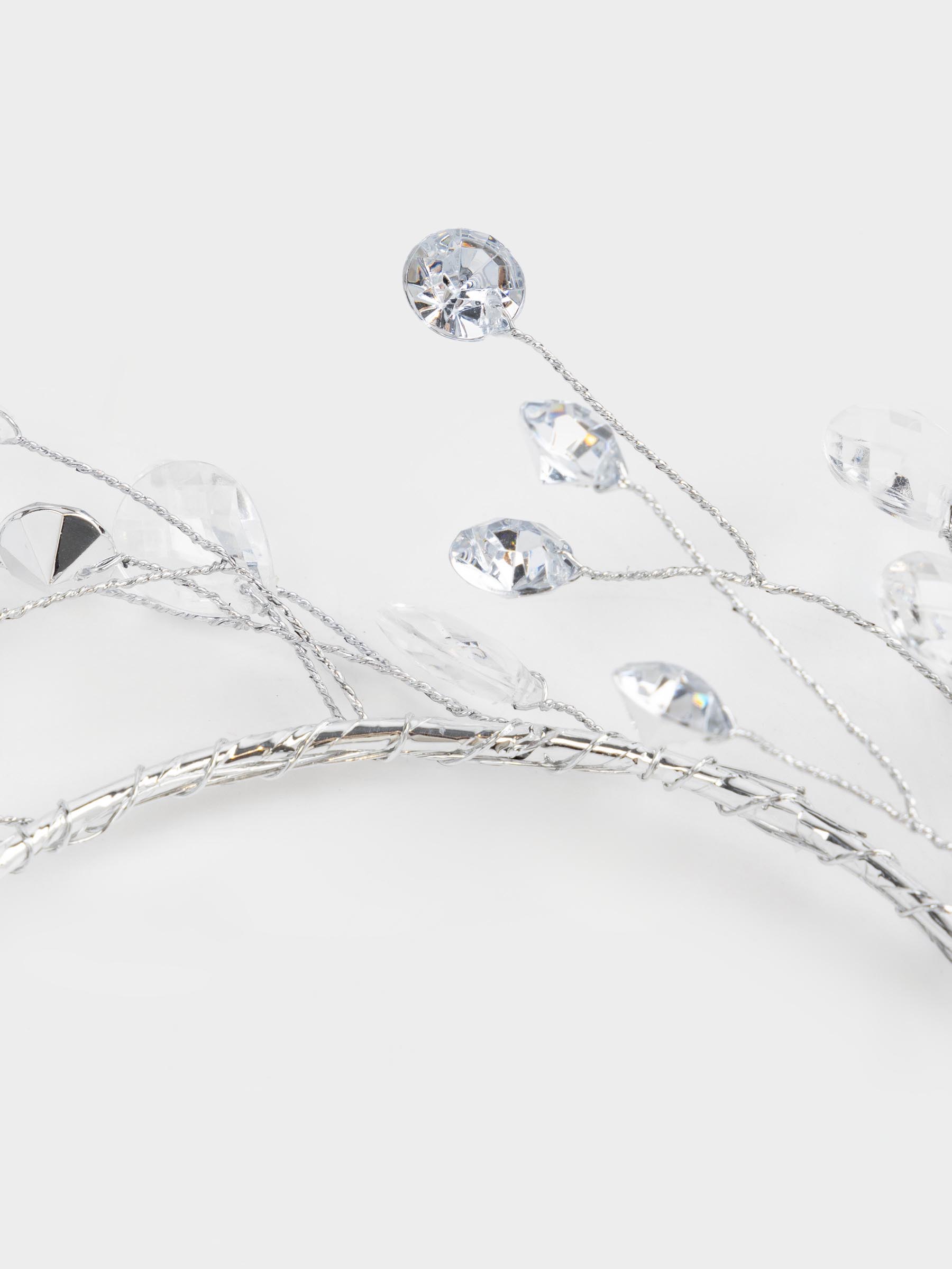 Шамға арналған гүл шоғы, 10/16 см, акрил/металл, күміс, Кристалдар, Crystal decor, image-3