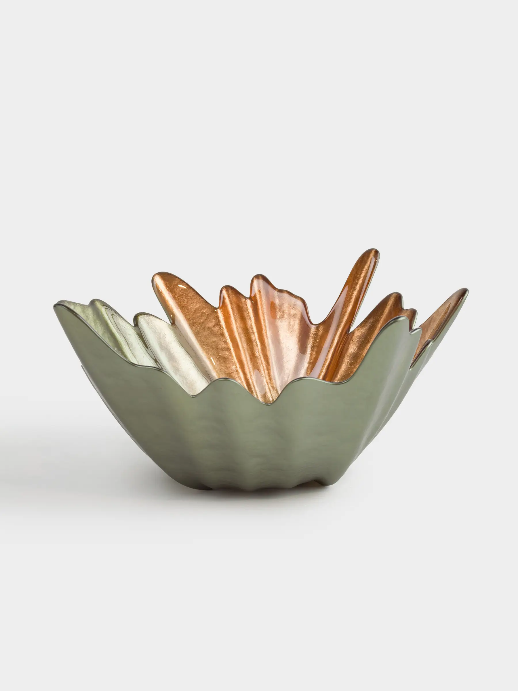 Жеміс вазасы, 34х28х16 см, шыны, кәріптас-жасыл, Жапырақ, Leaves, image-0