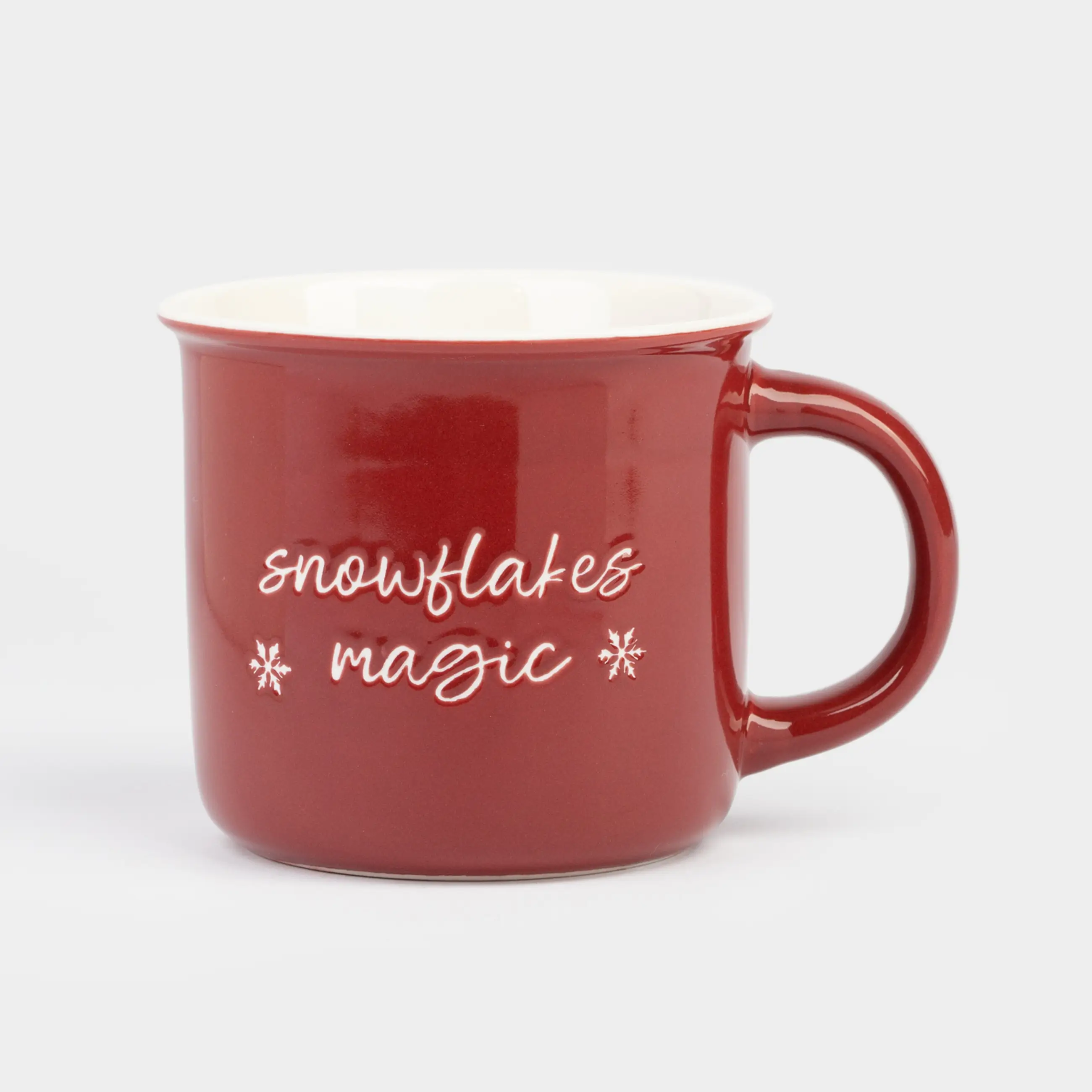 Саптыаяқ, 400 мл, фарфор N, қою қызыл, Snowflakes magic, Mug title