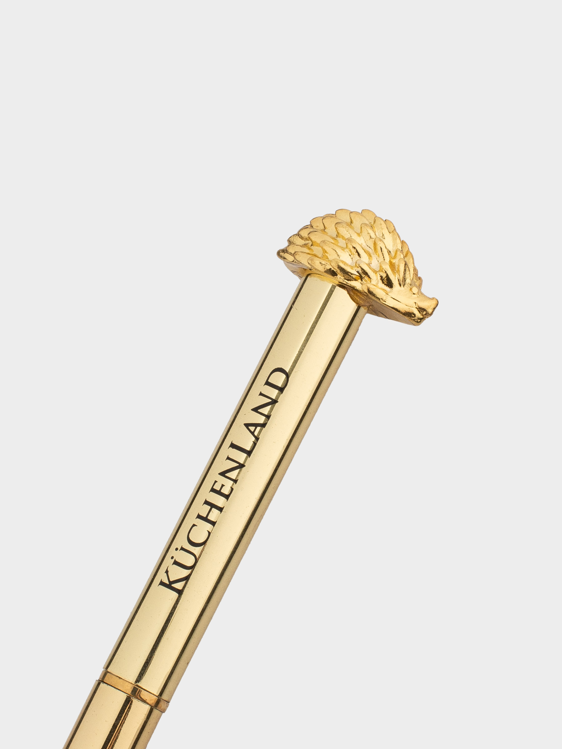 Ручка шариковая, 13 см, с фигуркой, сталь, золотистая, Ежик, Draw figure, image-3