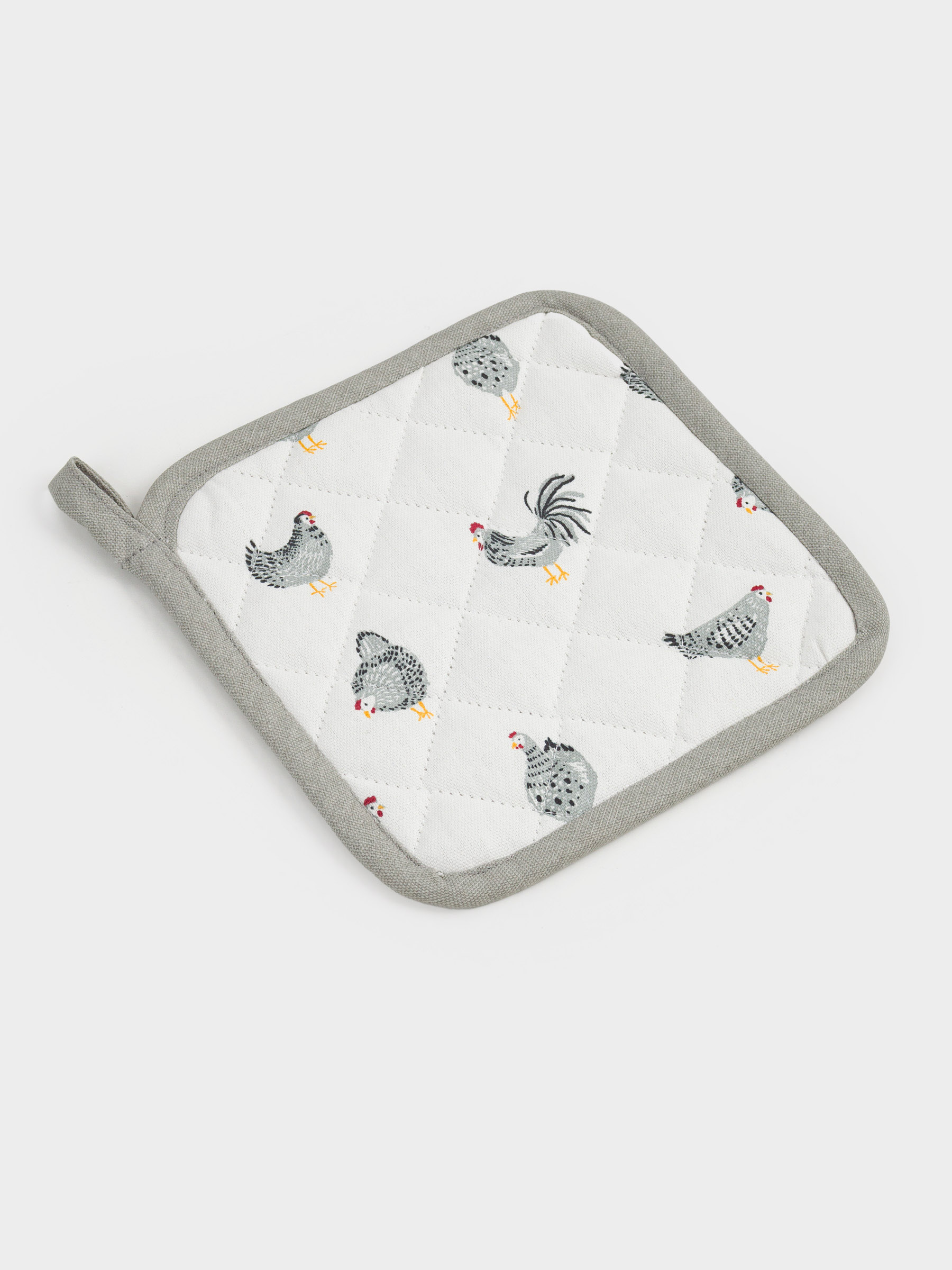 Прихватка, 20x20 см, хлопок, белая, Курочки, Poultry, image-1