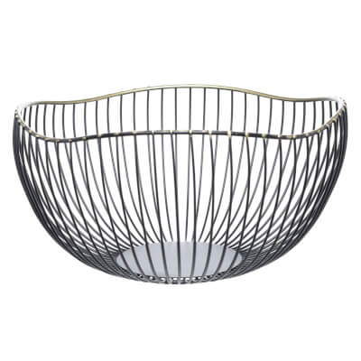 Корзина для фруктов, 26 см, металл, черная, Волнистый край, Twist black, image-0