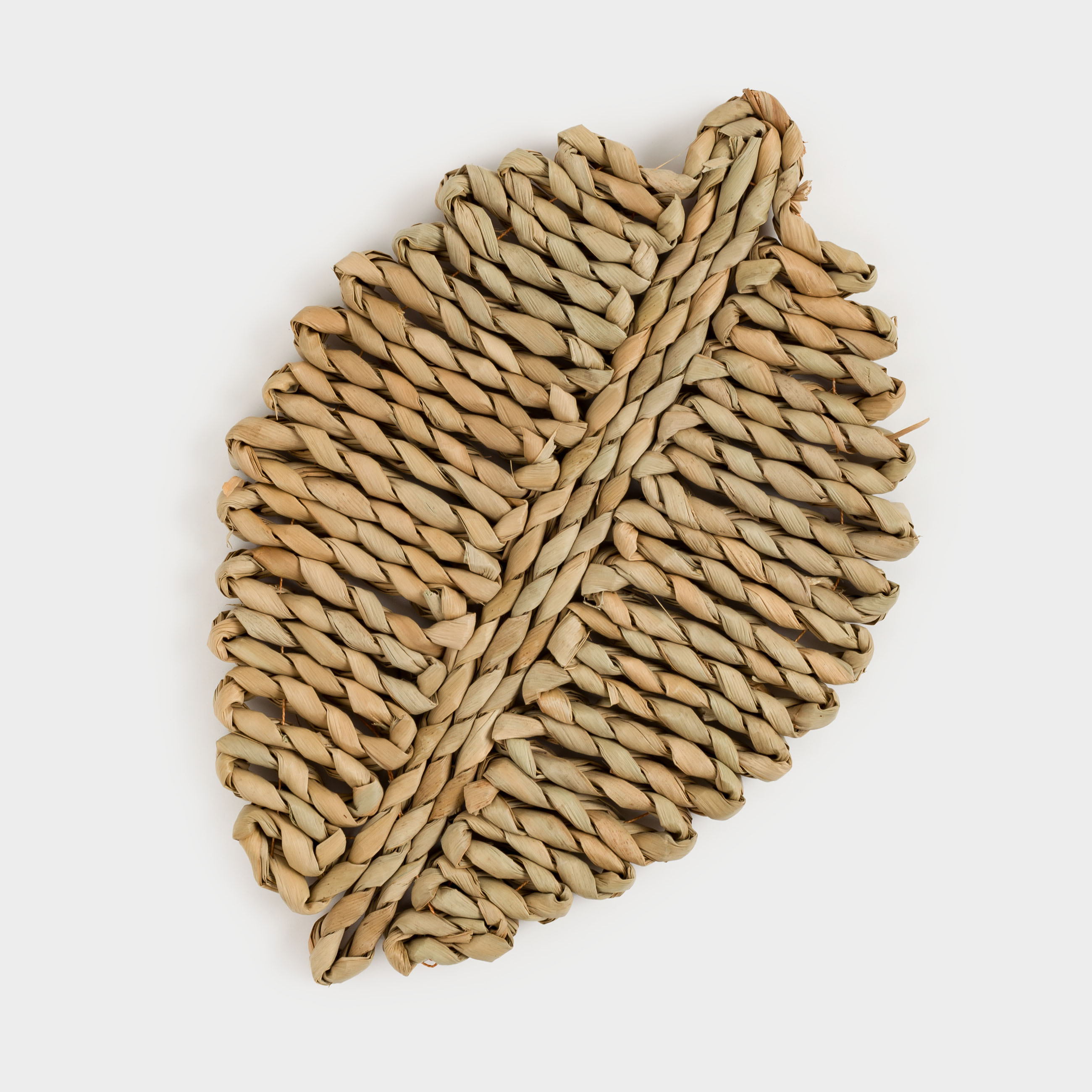 Подставка под горячее, 16x24 см, рогоз, фигурная, песочная, Лист, Braided, image-1