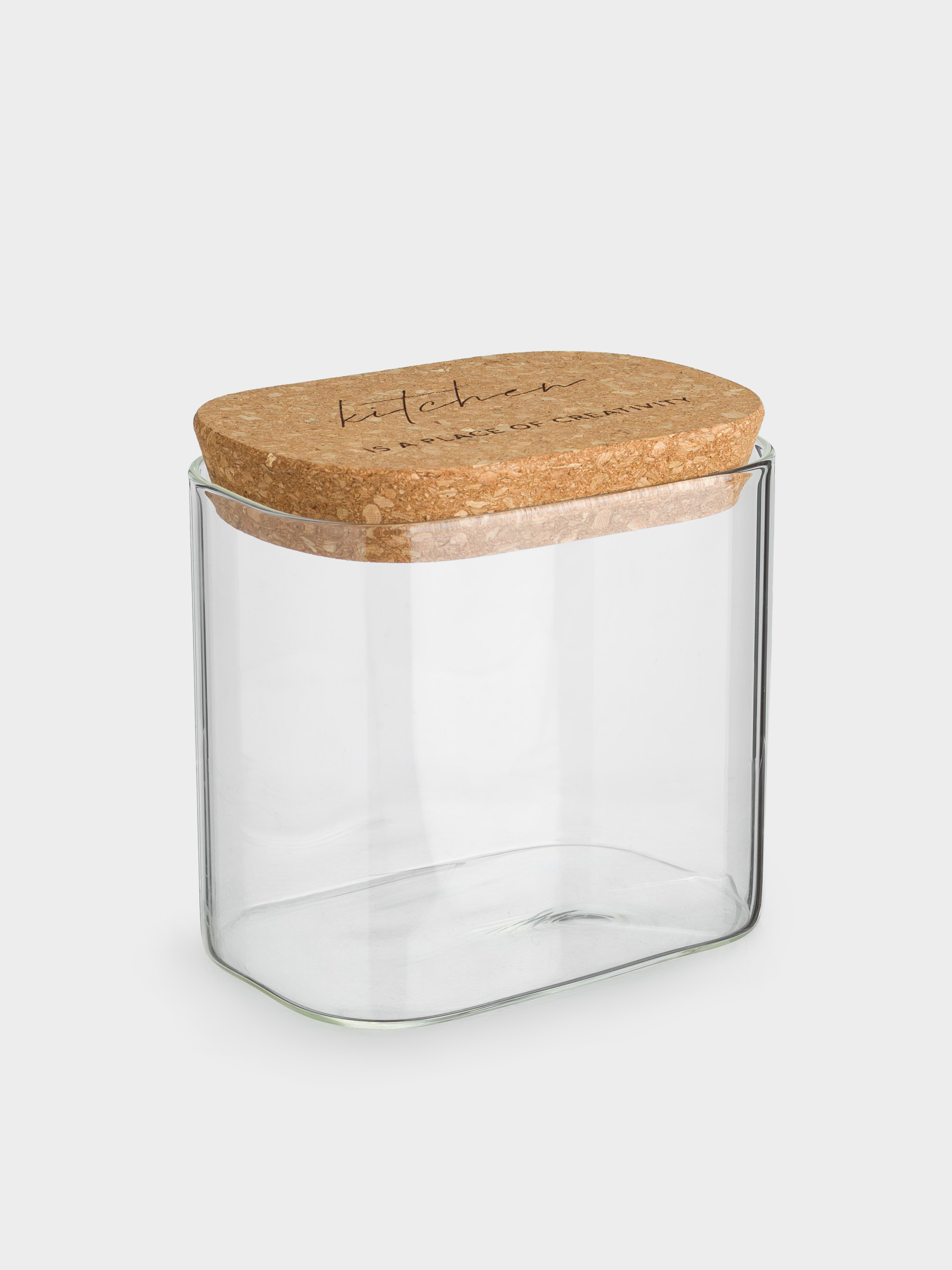 Банка для сыпучих продуктов, 600 мл, стекло/пробка, прямоугольная, Clear cork, image-2