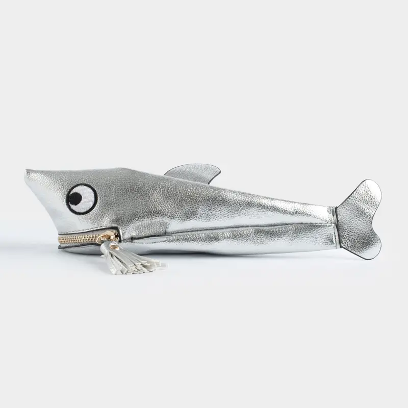 Пенал, 25х9 см, полиуретан, серебристый, Акула, Aquatic animals