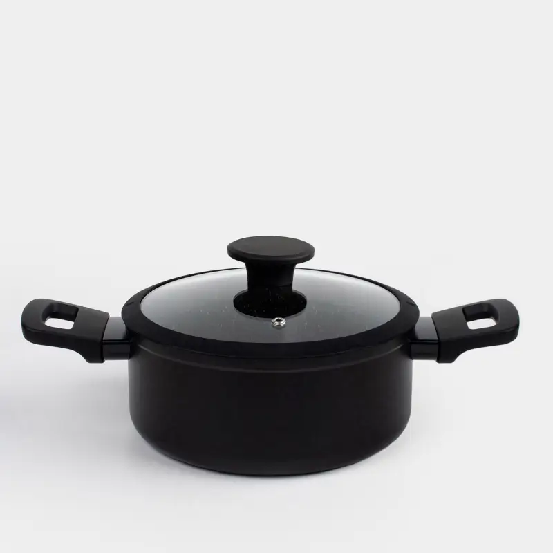 Кастрюля, 20 см, 2,6 л, с крышкой, с покрытием, алюминий, черная, Black rock ,image-0