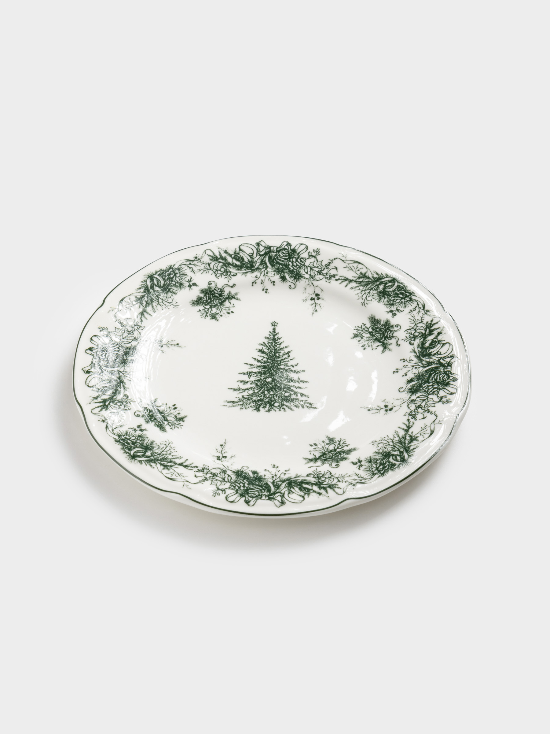Тарелка закусочная, 20 см, фарфор N, бело-зеленая, Елка, Winter lace, image-1