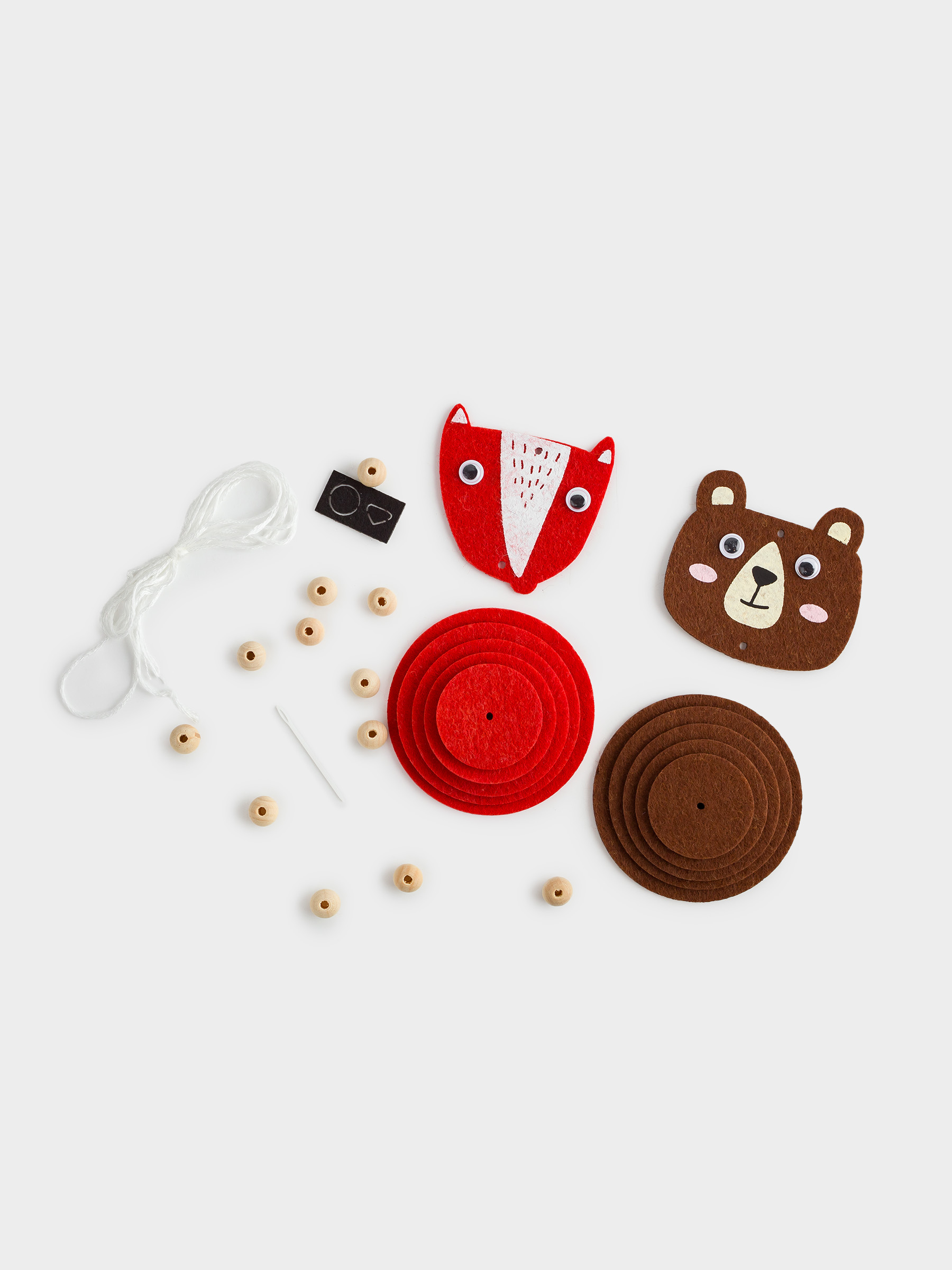 Набор для творчества, 13х15 см, рукоделие, фетр/дерево, подвеска, Мишка и лиса, Creativity, image-4