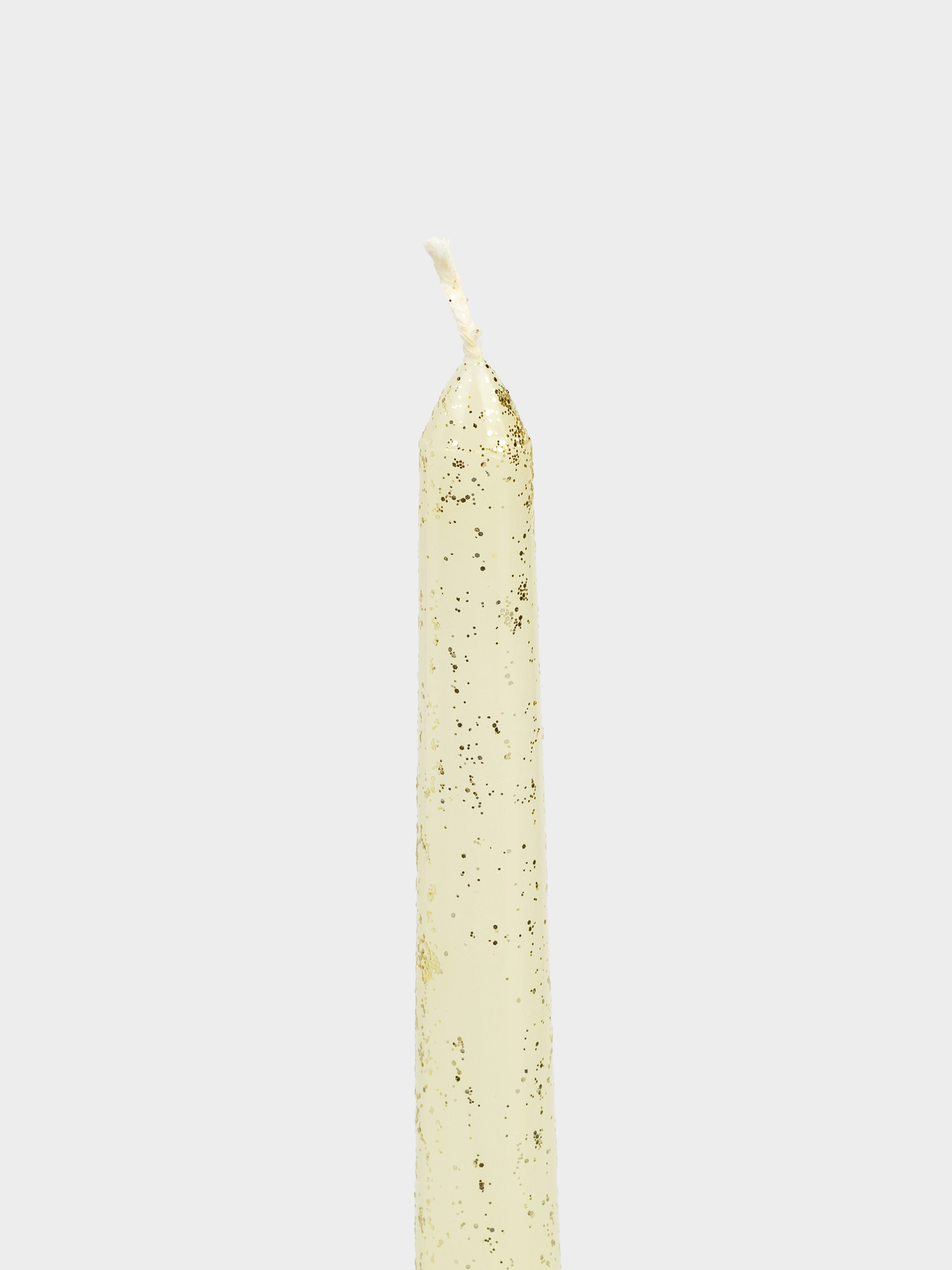 Шам, 25 см, жіңішке, жылтырақтары бар, сүт түстес, Sparkly candle, image-2