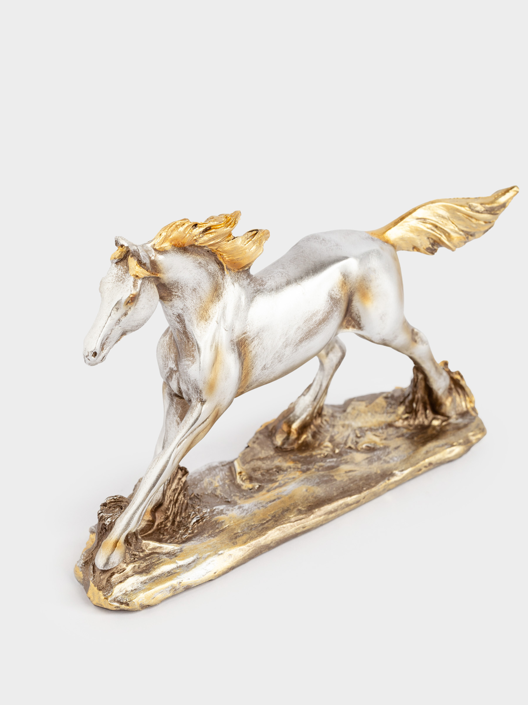 Мүсінше, 18х12 см, полирезин, күміс-алтын түстес, Жылқы, Horse gold, image-4