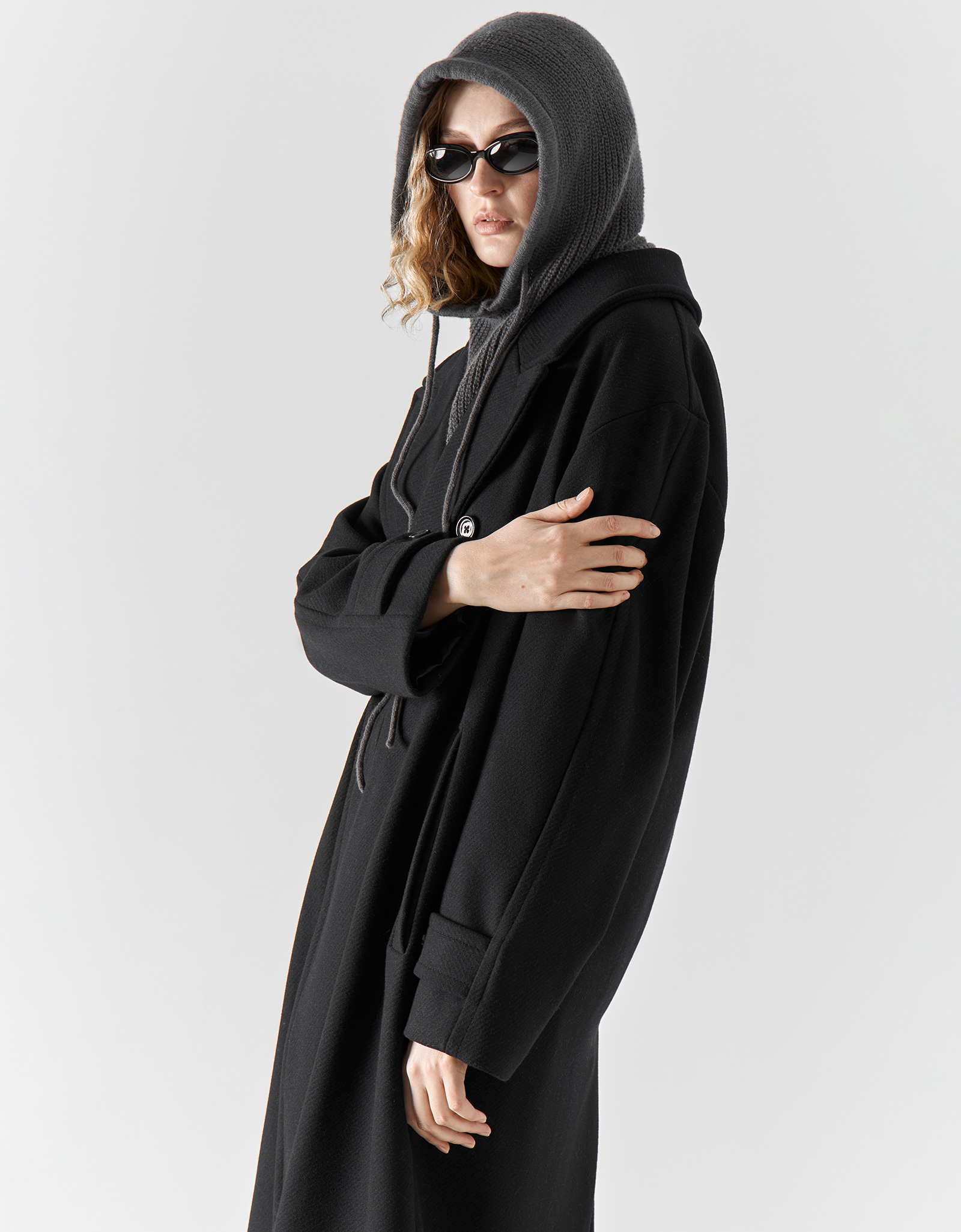 Капор женский, единый размер, в рубчик, полиэстер, темно-серый, Kapor, image-3