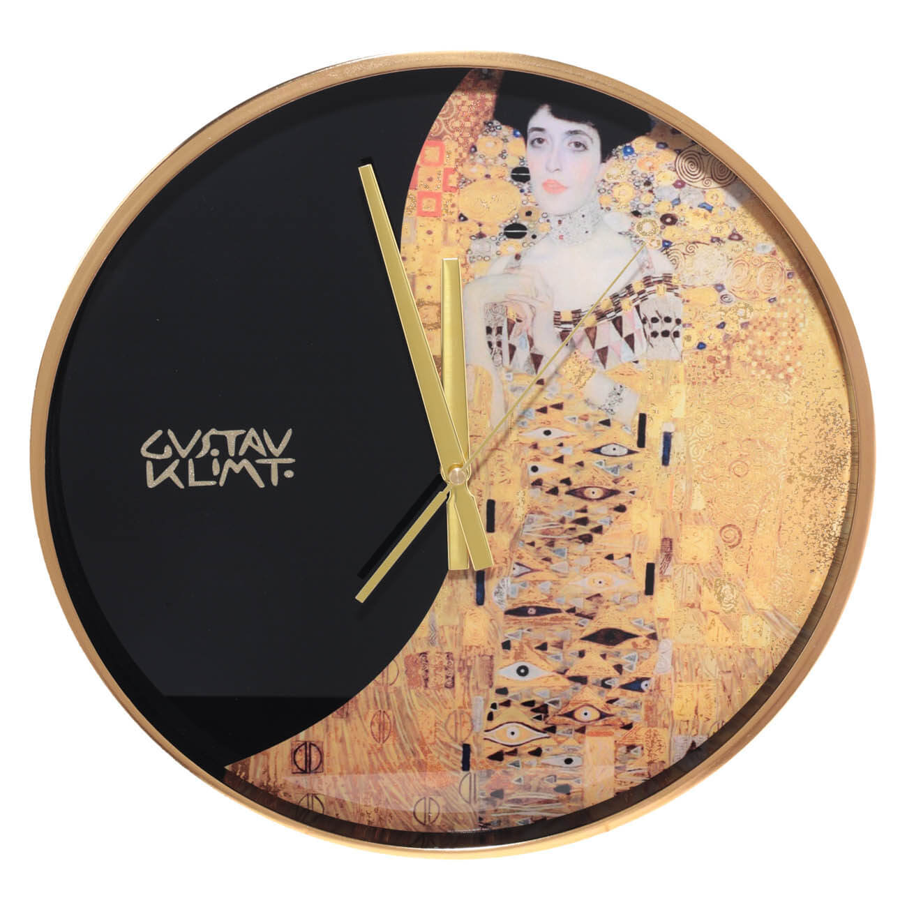 Часы настенные, 37 см, пластик/стекло, круглые, Золотая Адель, Климт, Art изображение № 1